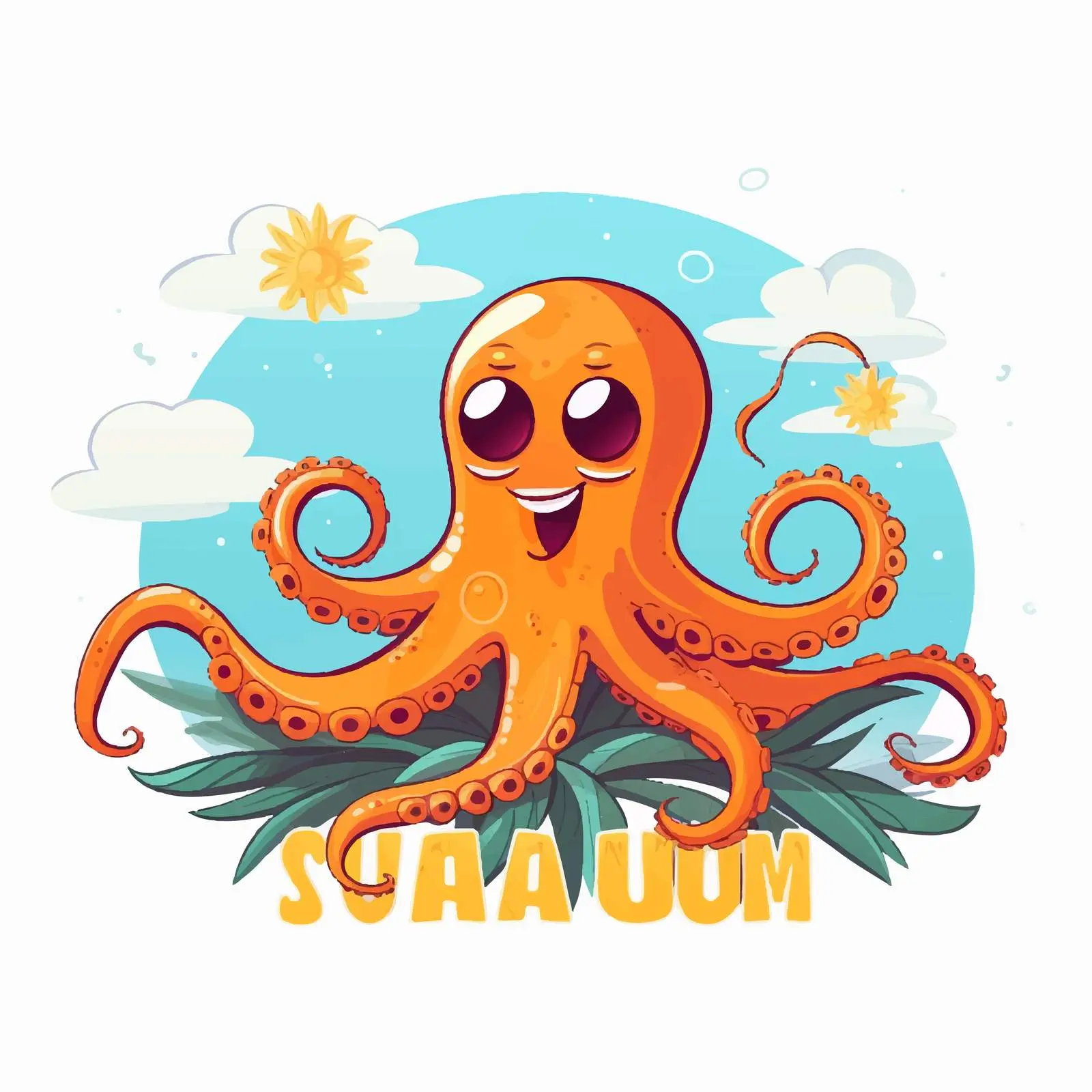 Cartoon Octopus with Summer Vibes Illustration – free fun summer image from Dotvec