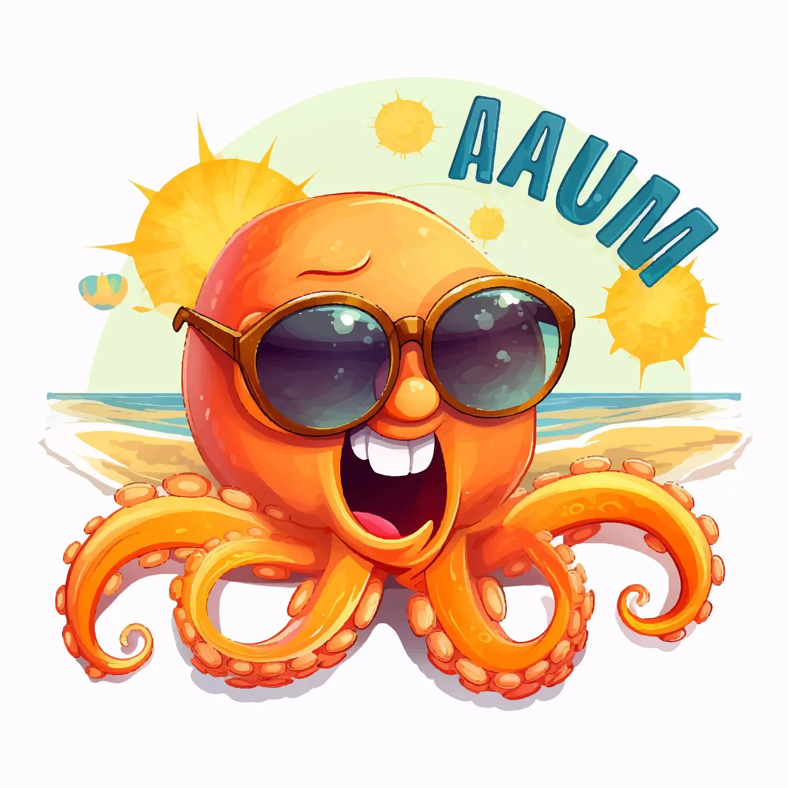 Playful Cartoon Octopus Summer Illustration — free download from Dotvec