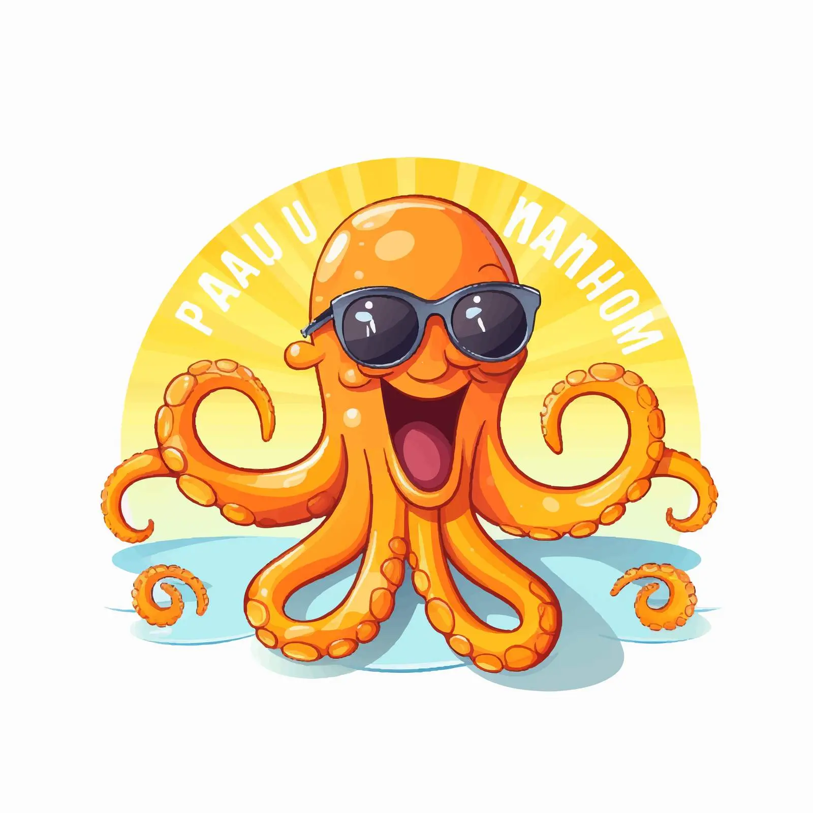 Cartoon Octopus Summer Time Illustration — free download from Dotvec