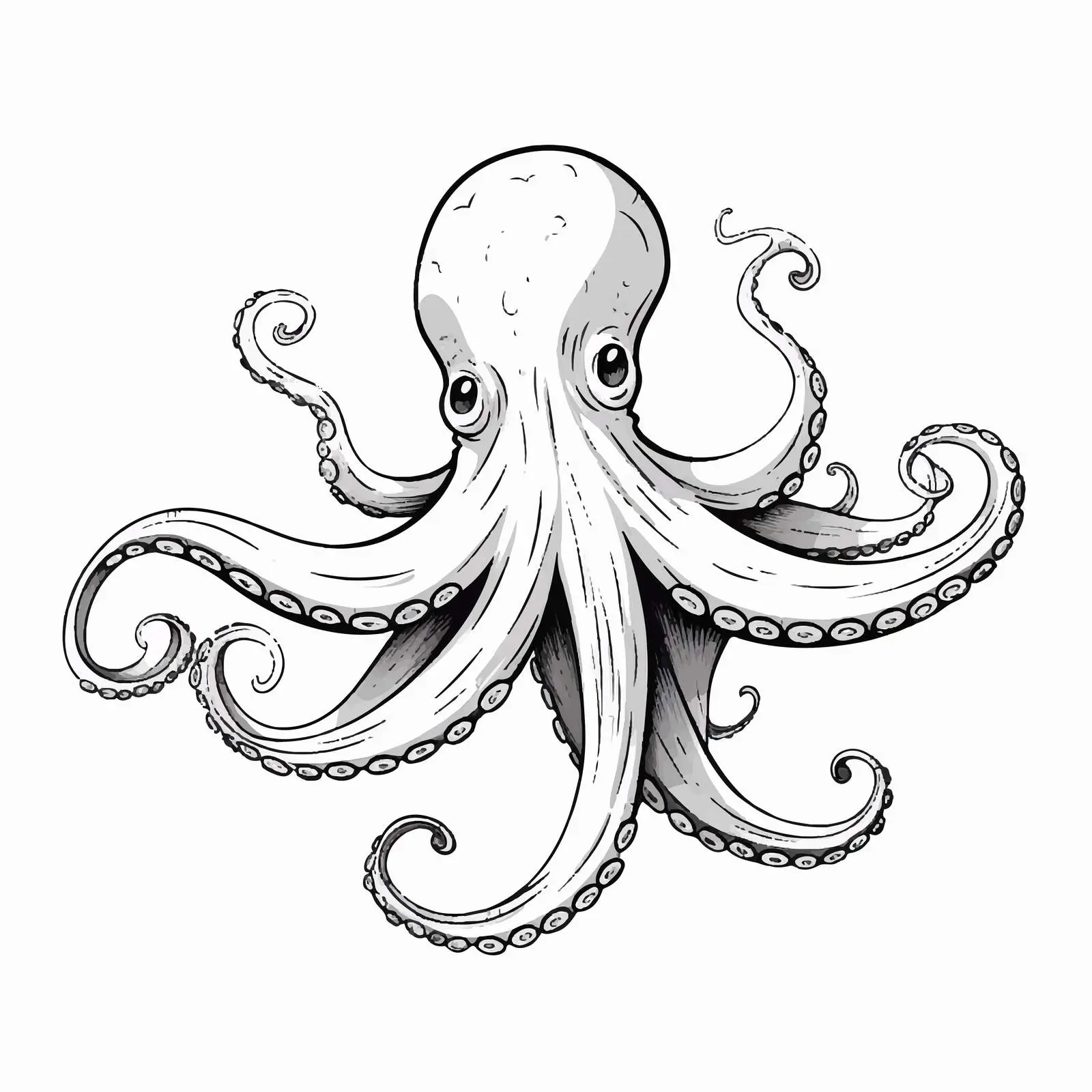 Cartoon Vector Octopus Sketch Illustration — free download from Dotvec