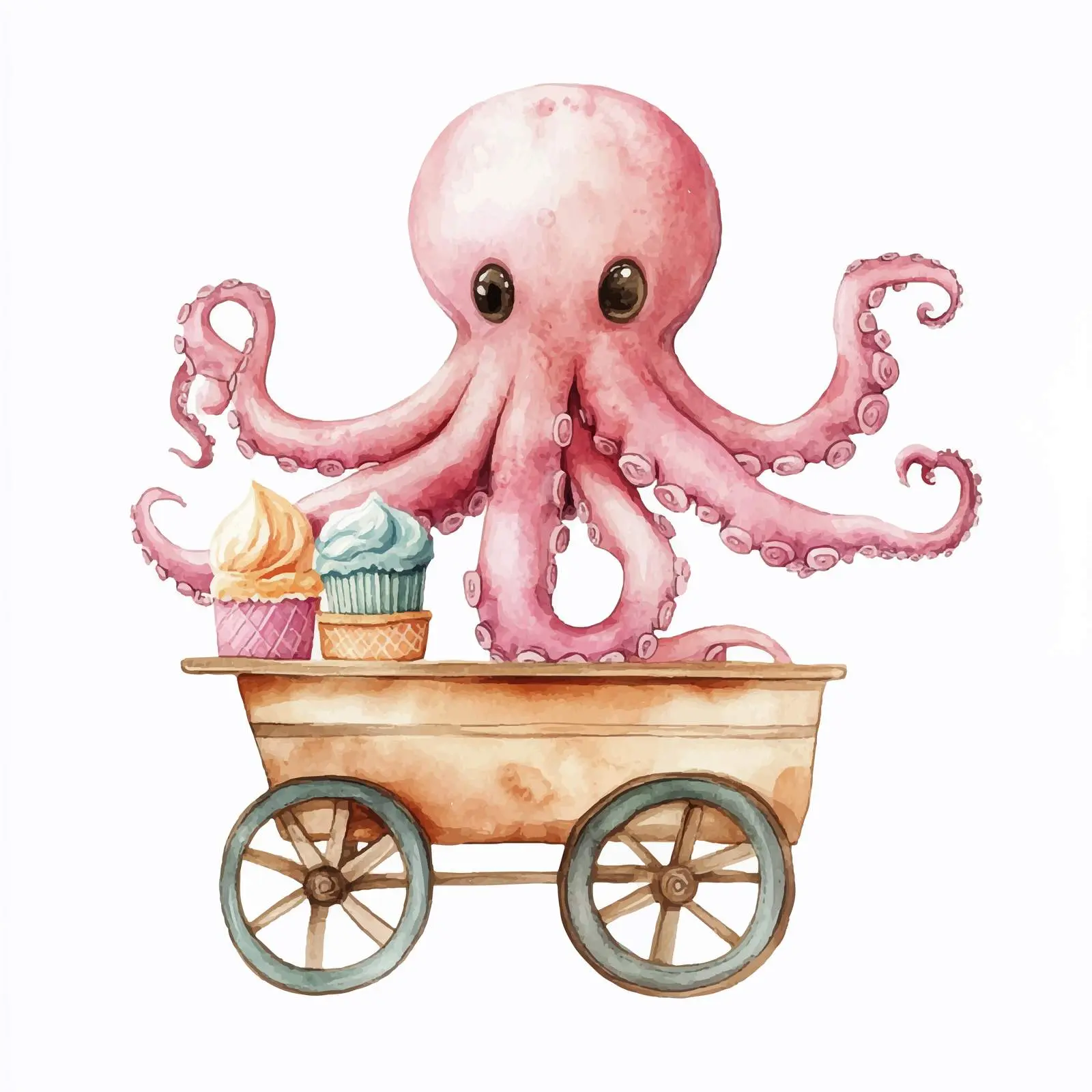 Colorful Octopus Ice Cream Cart Illustration – free octopus image from Dotvec