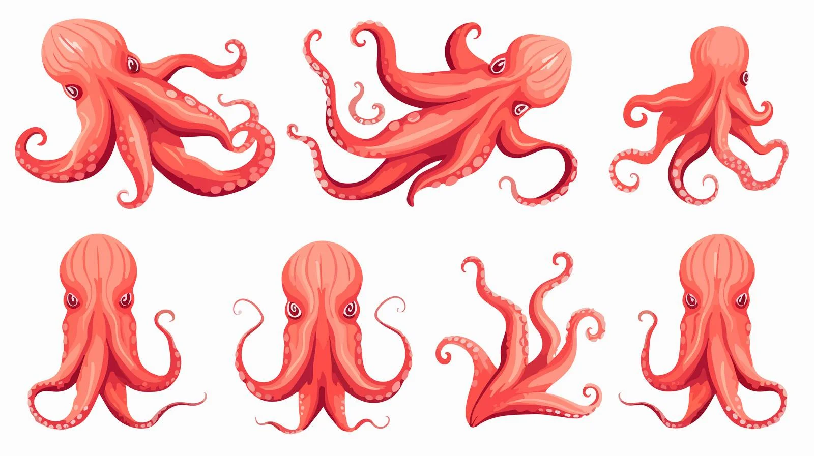 Curled Octopus Tentacles with Suckers — free download from Dotvec