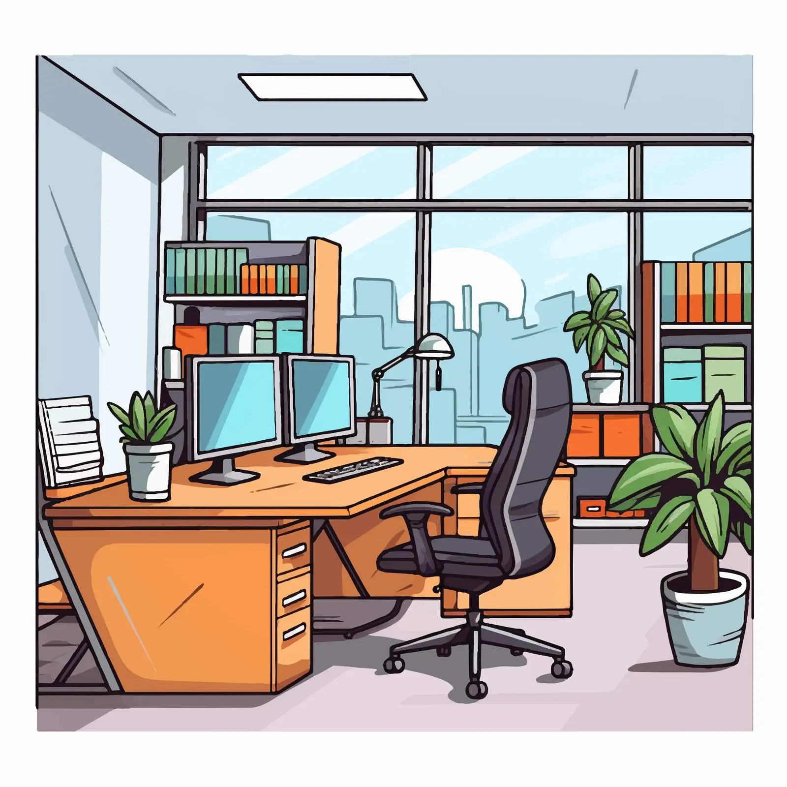 Modern Office Design Vector Illustration — free download from Dotvec