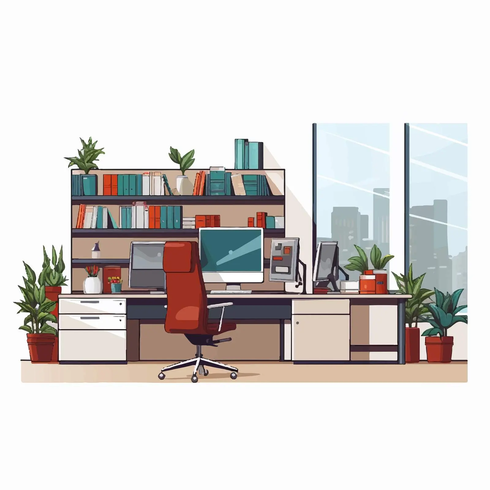 Modern Office Design Vector Illustration — free download from Dotvec