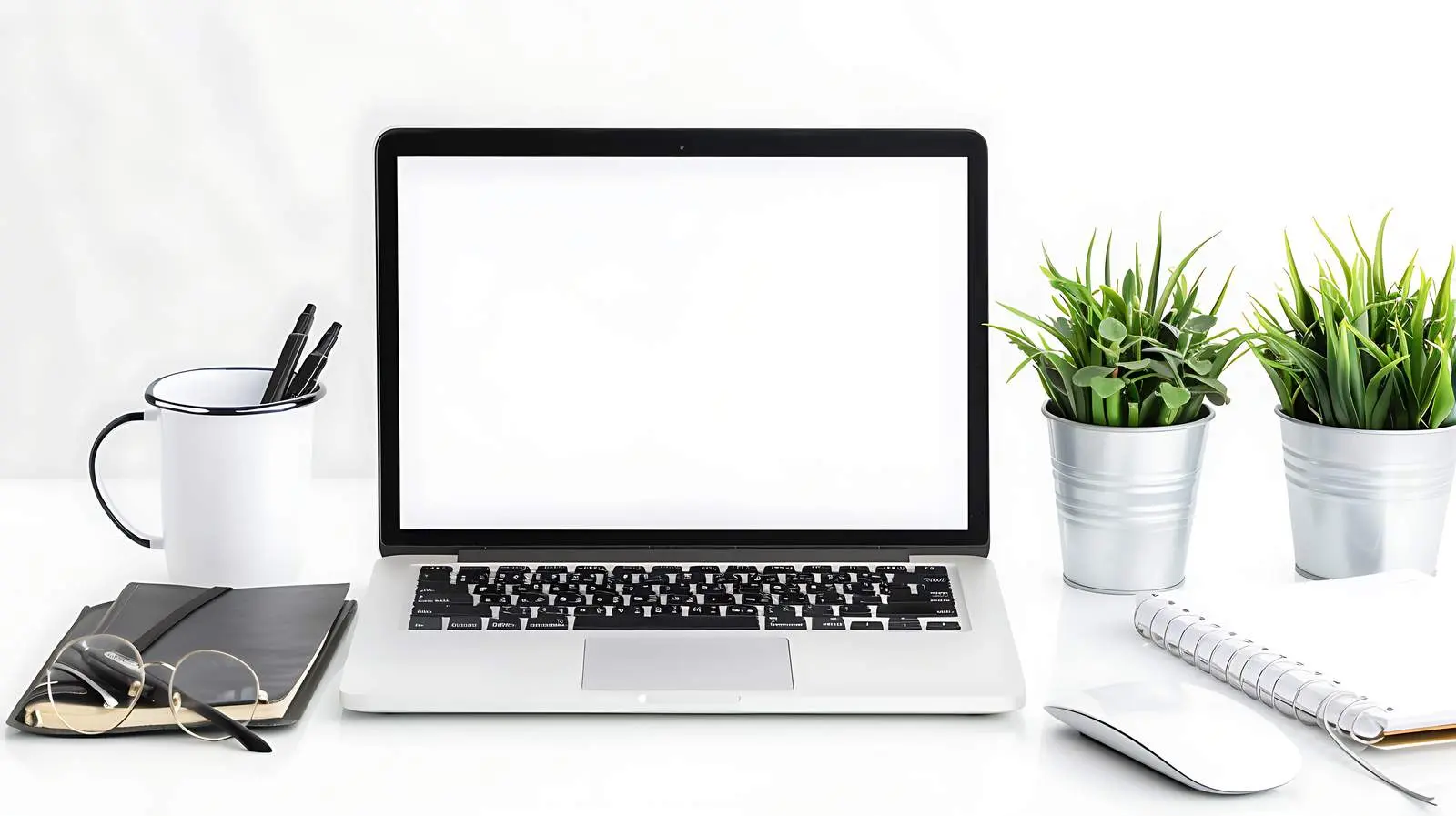 Office Table with Laptop and Notepad — free download from Dotvec