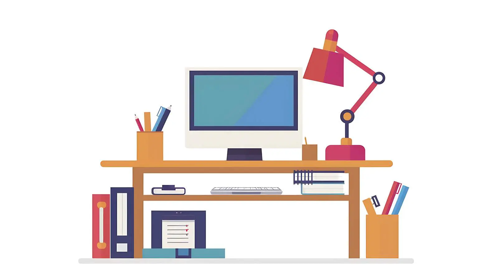 Modern Office Workspace with Laptop and Notebooks — free download from Dotvec