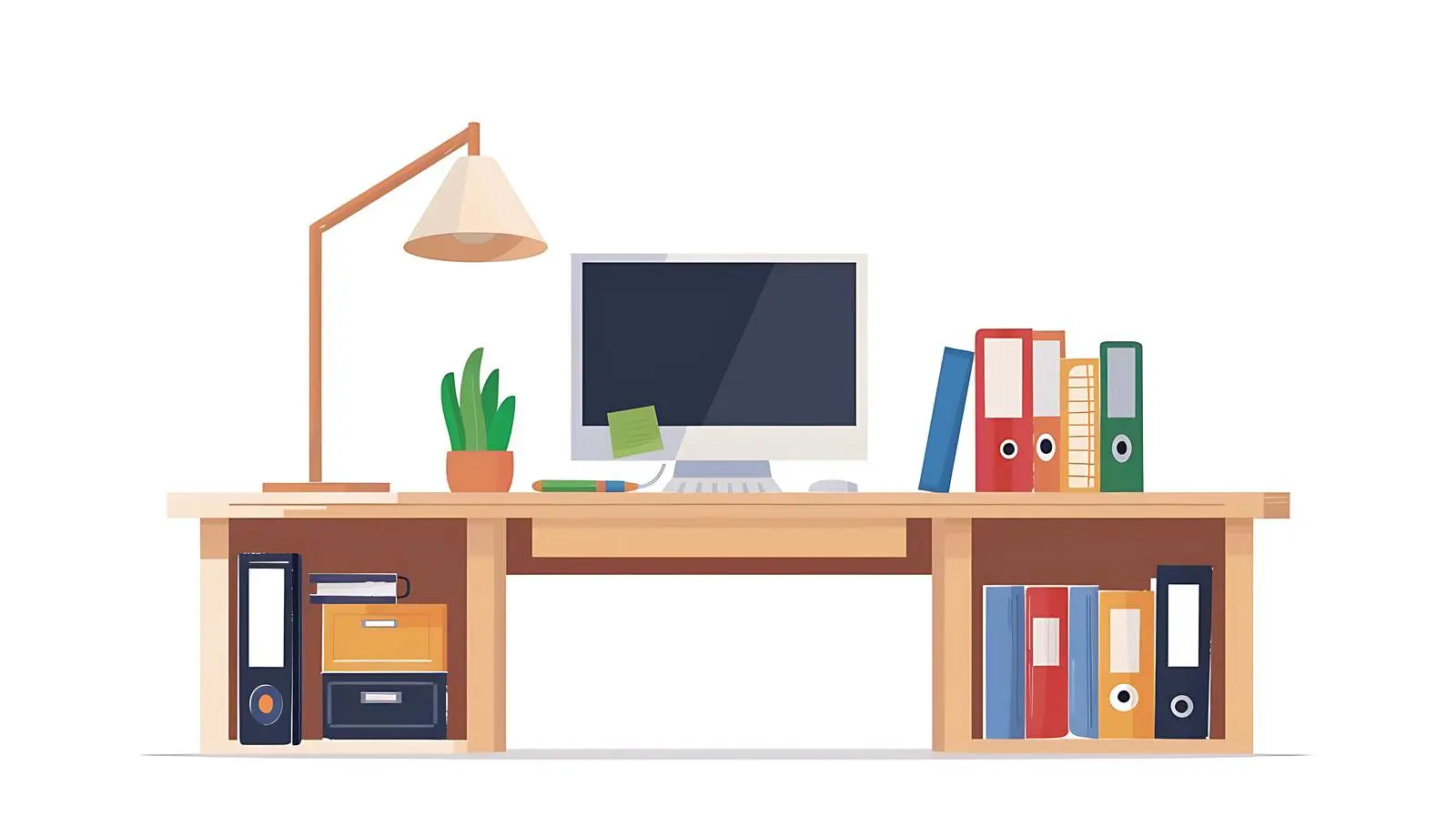 Modern Office Desk Setup with Laptop and Notebooks – free cabinet image from Dotvec