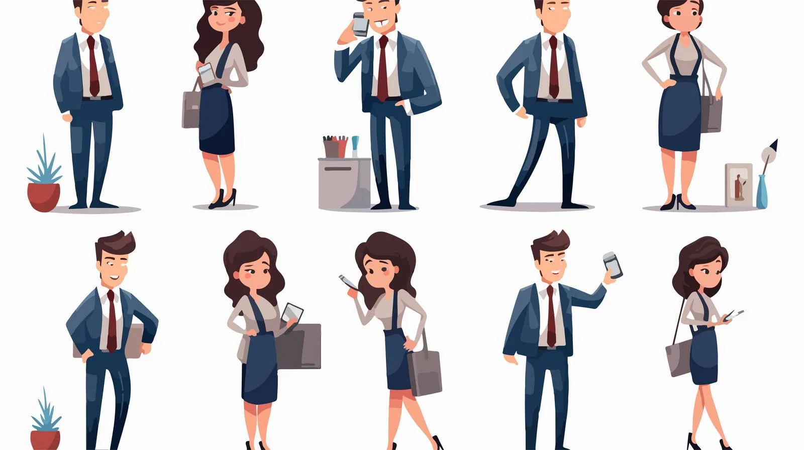 Business Cartoon Vector Characters Bundle — free download from Dotvec