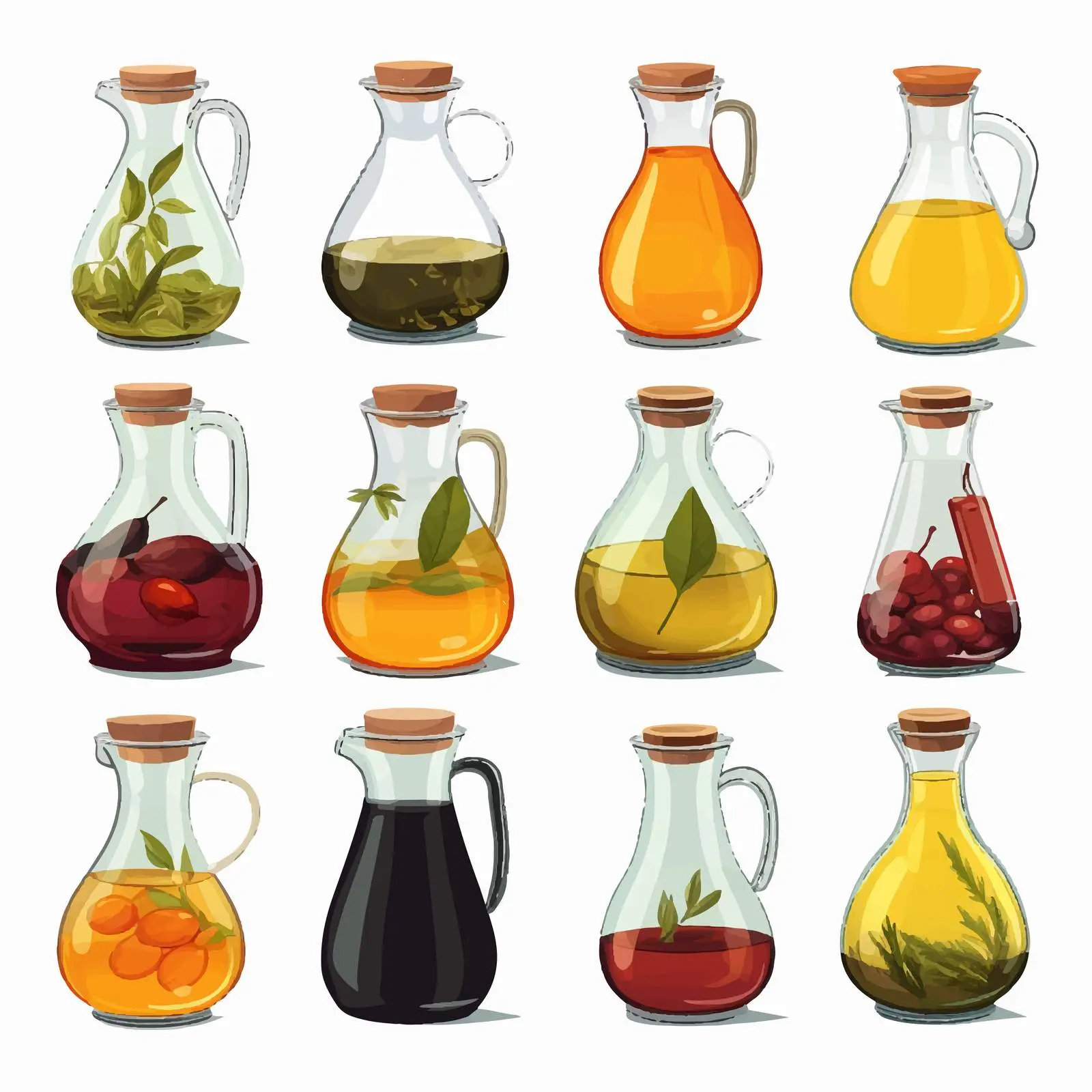 Set of Oil, Milk, and Vinegar in Glass Jugs — free download from Dotvec