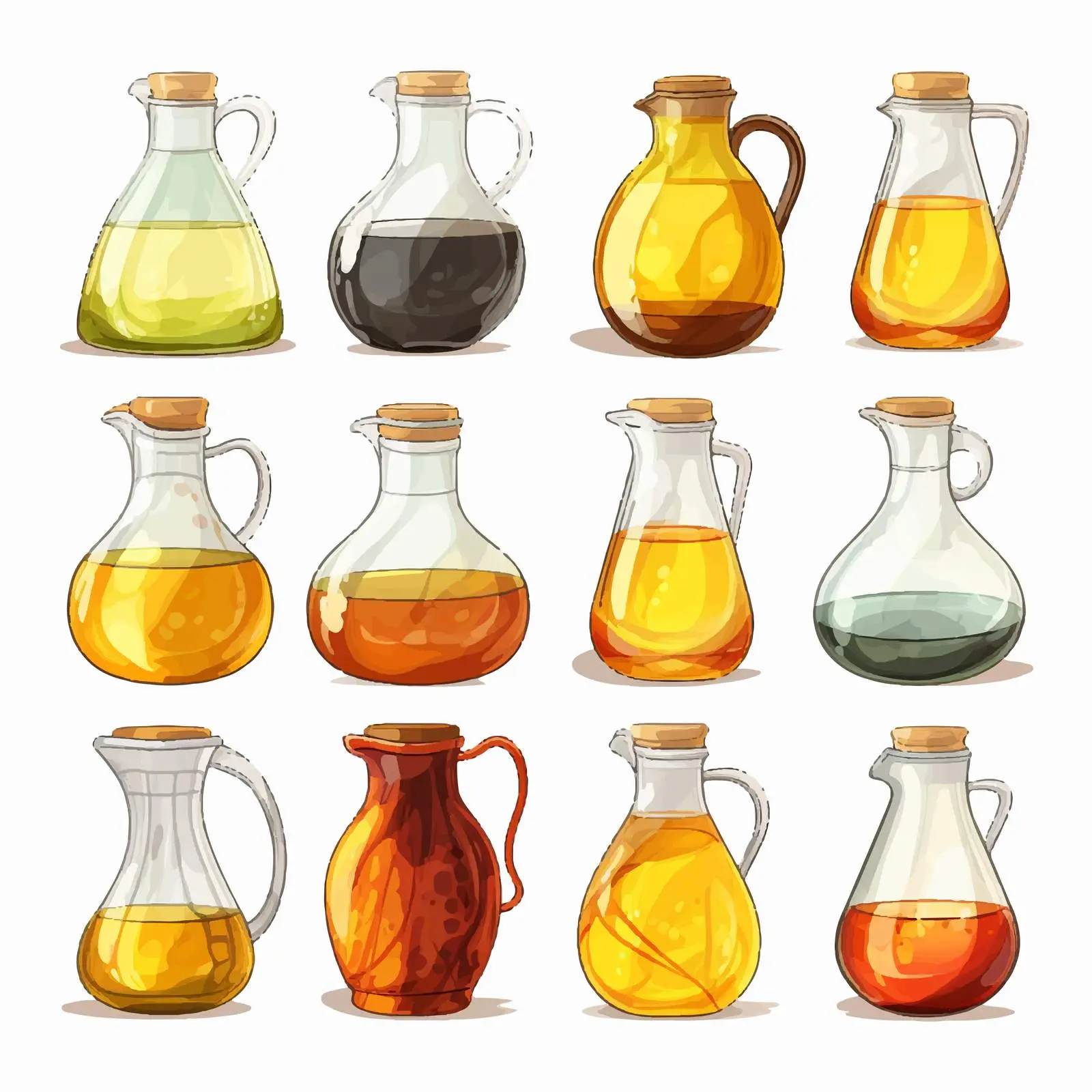 Set of Liquid Cooking Ingredients in Glass Jugs — free download from Dotvec