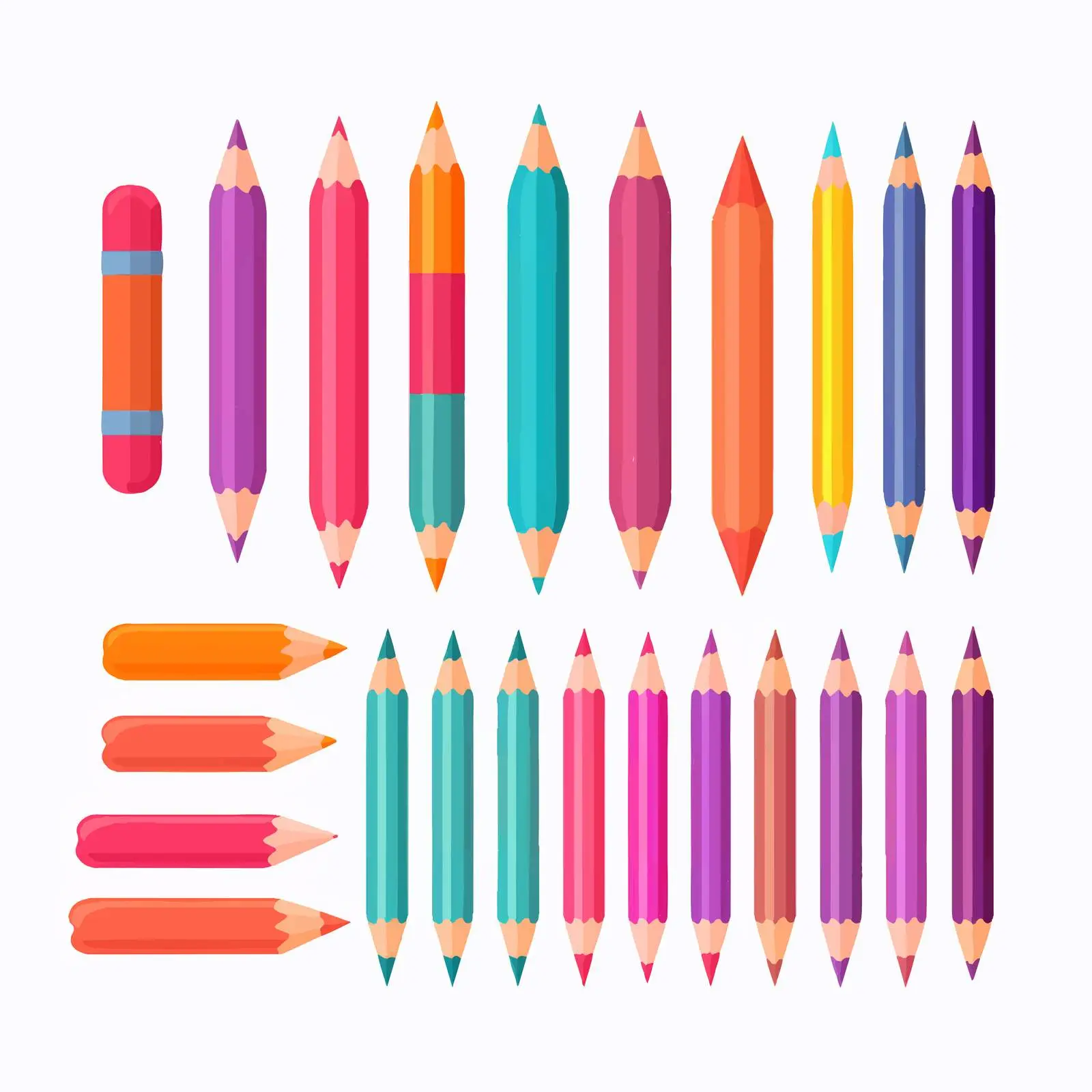 Colorful Oil Pastel and Crayon Drawing Tools — free download from Dotvec