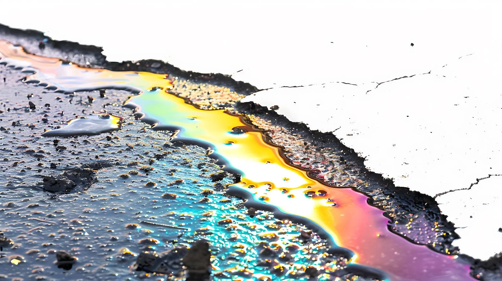 Sunlight interaction with oil residues on wet asphalt — free download from Dotvec