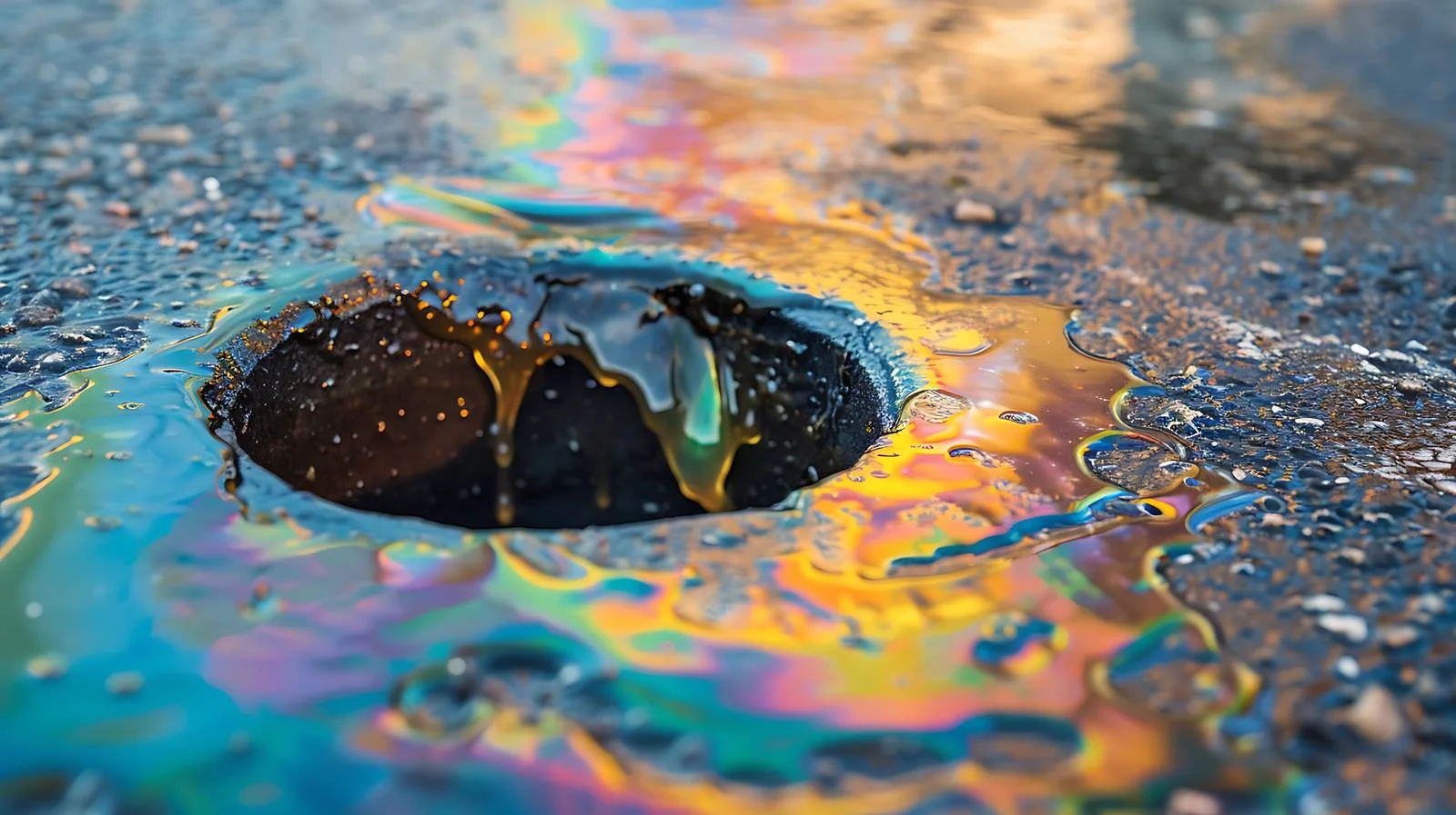 Environmental hazard: Oil spill on asphalt road — free download from Dotvec