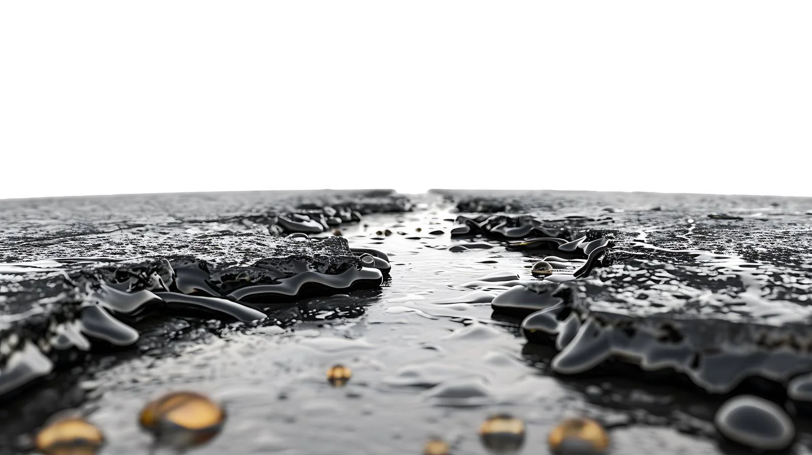 Spilled oil on damp asphalt parking area – free damp image from Dotvec