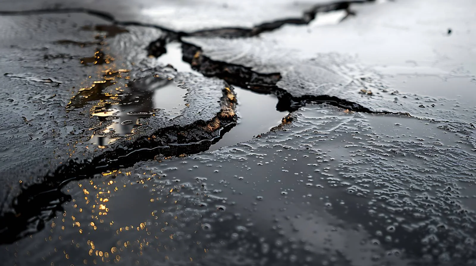 Spilled oil on damp asphalt parking area — free download from Dotvec
