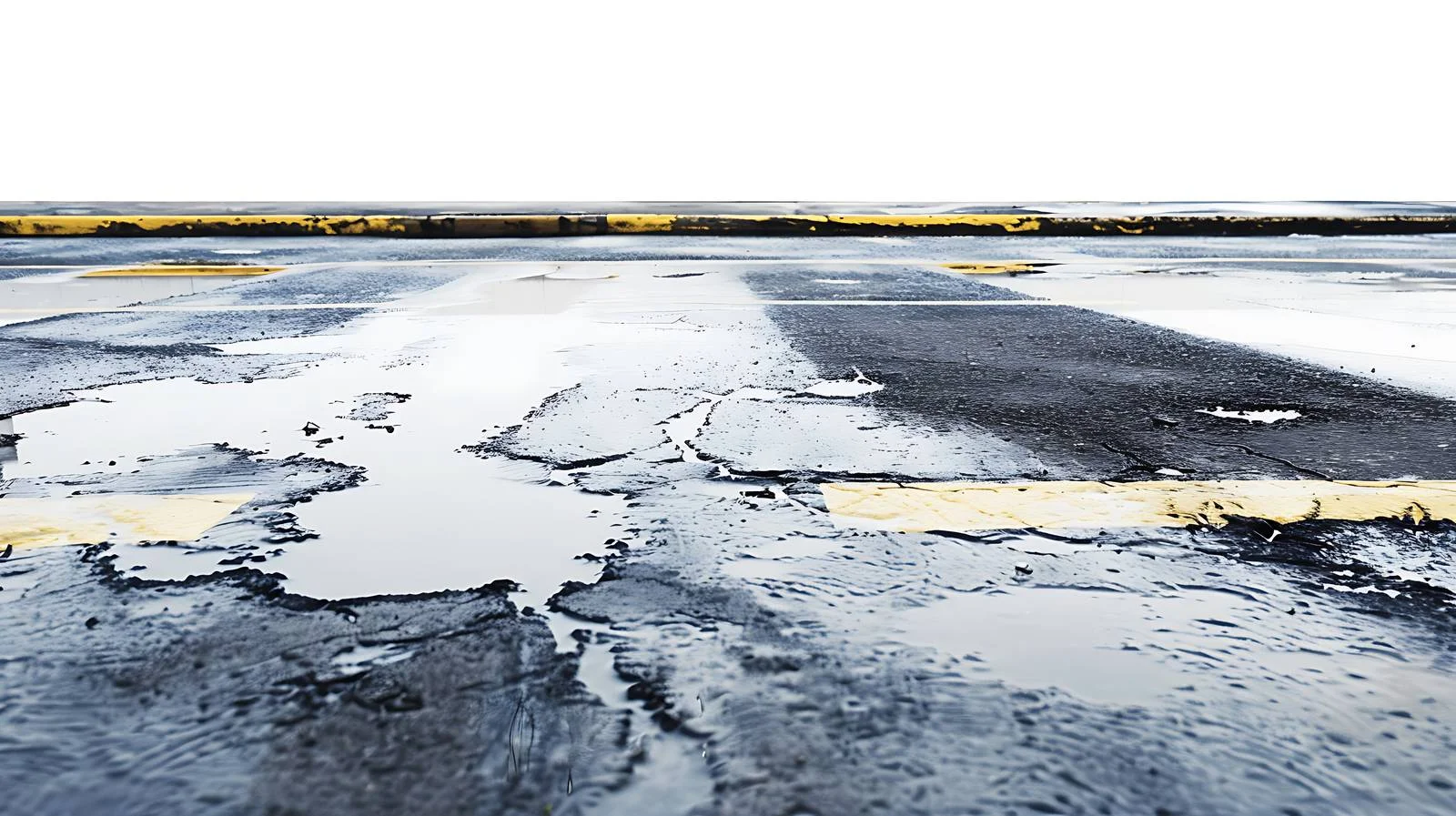 Petrol leak on damp asphalt parking area — free download from Dotvec