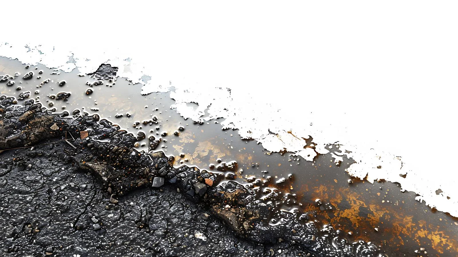 Rainwater creates abstract patterns on asphalt — free download from Dotvec