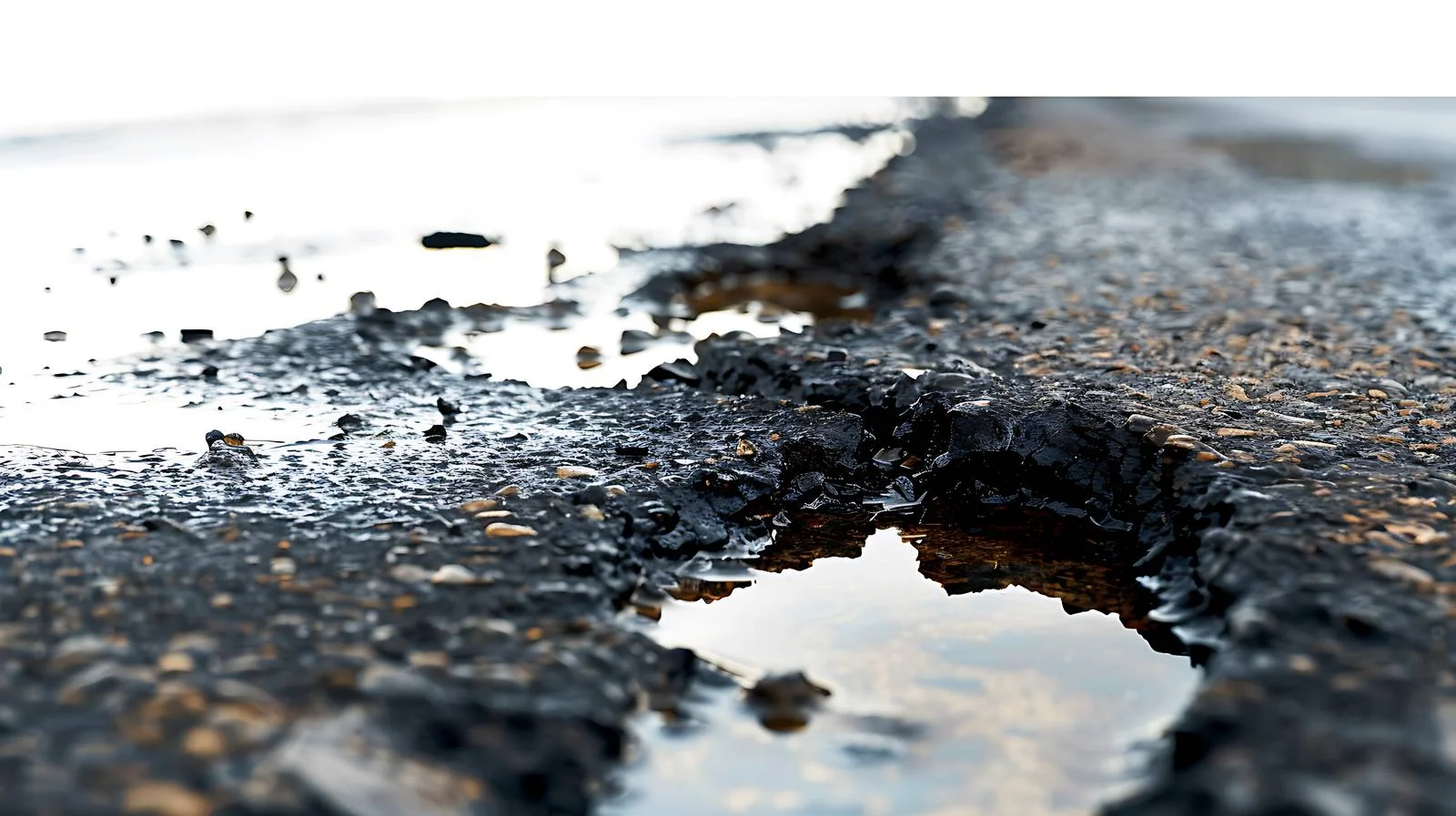 Oil seepage on asphalt entering reservoir — free download from Dotvec