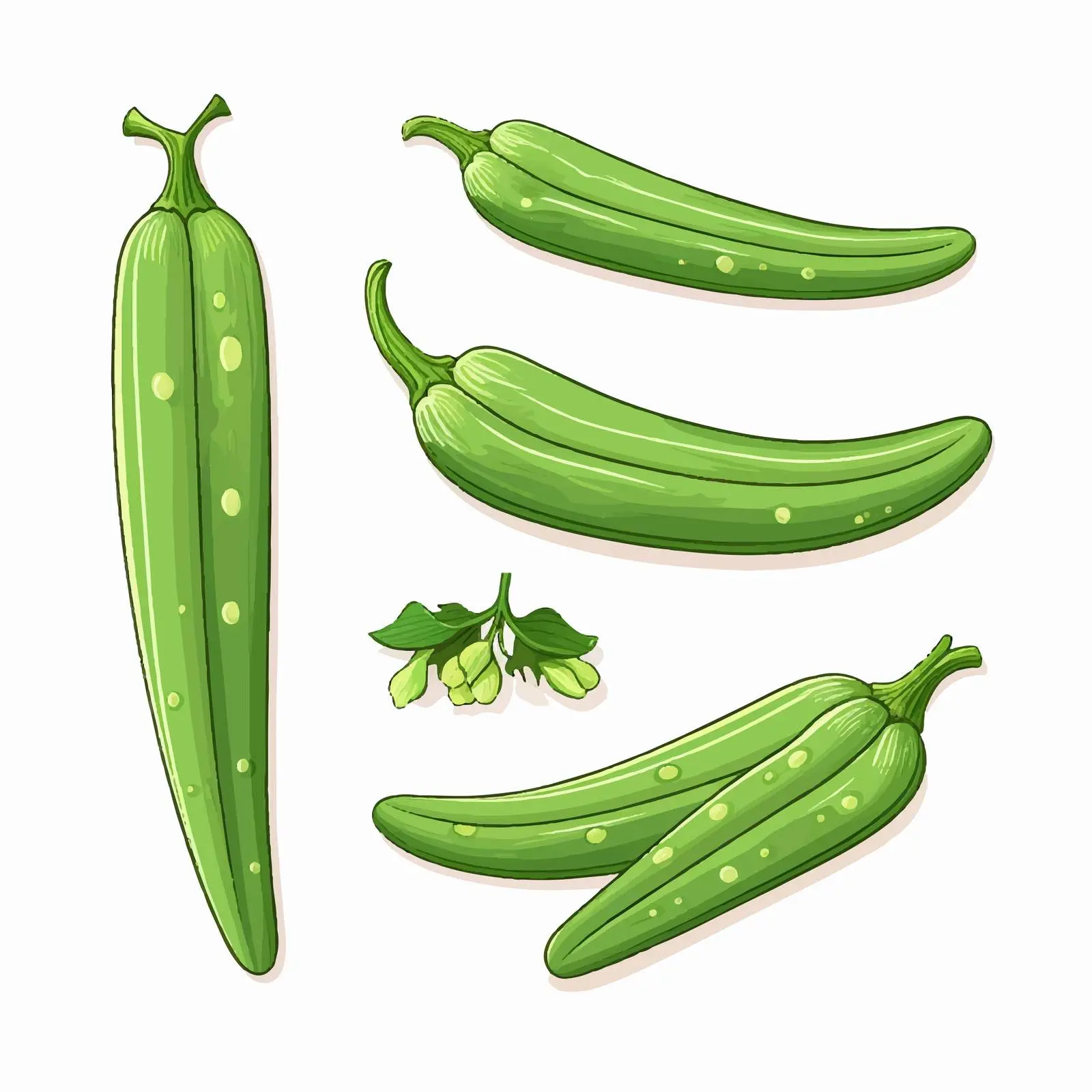 Okra Outline Vector Illustration on White Background — free download from Dotvec