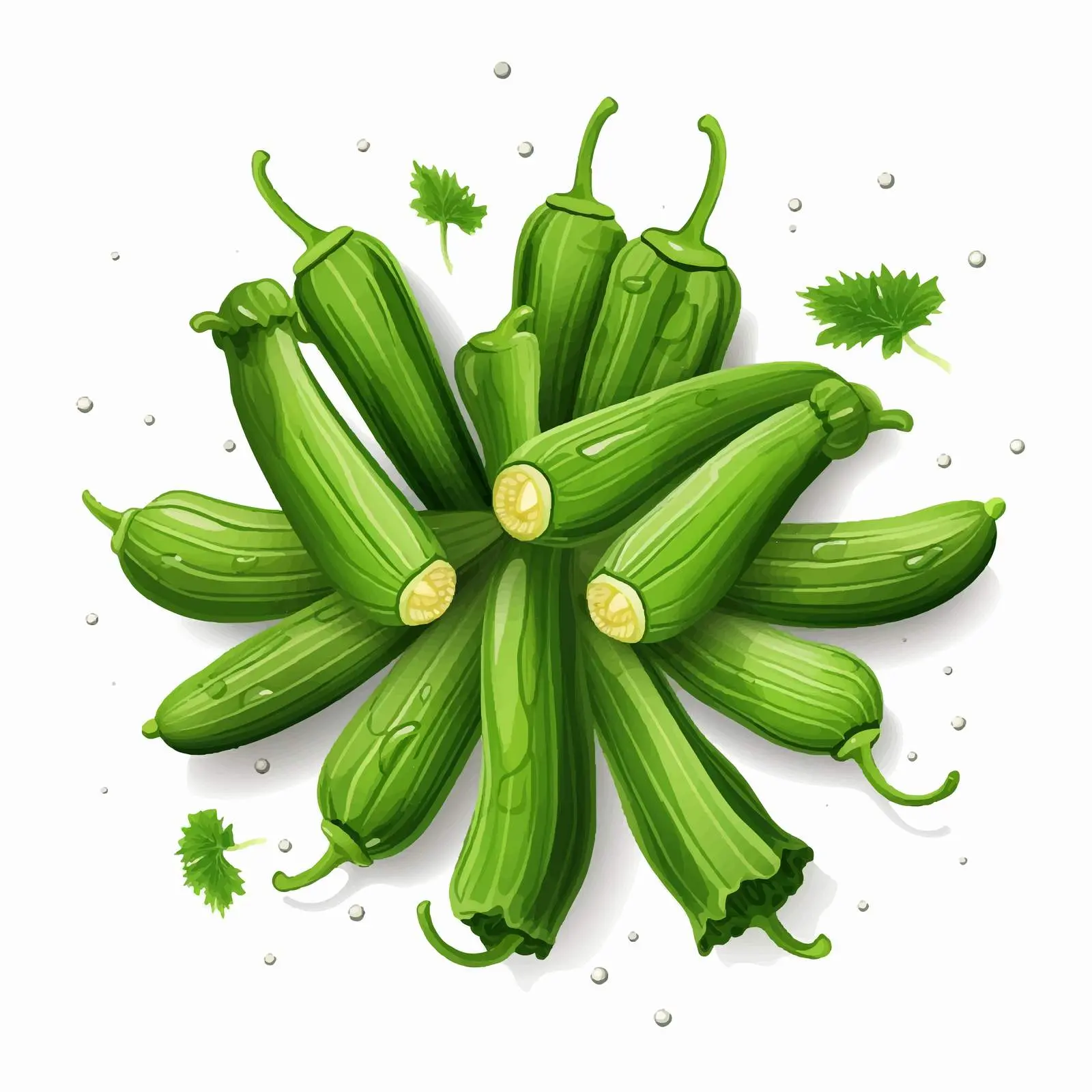 Top View Vector Illustration of Okra – free market produce image from Dotvec