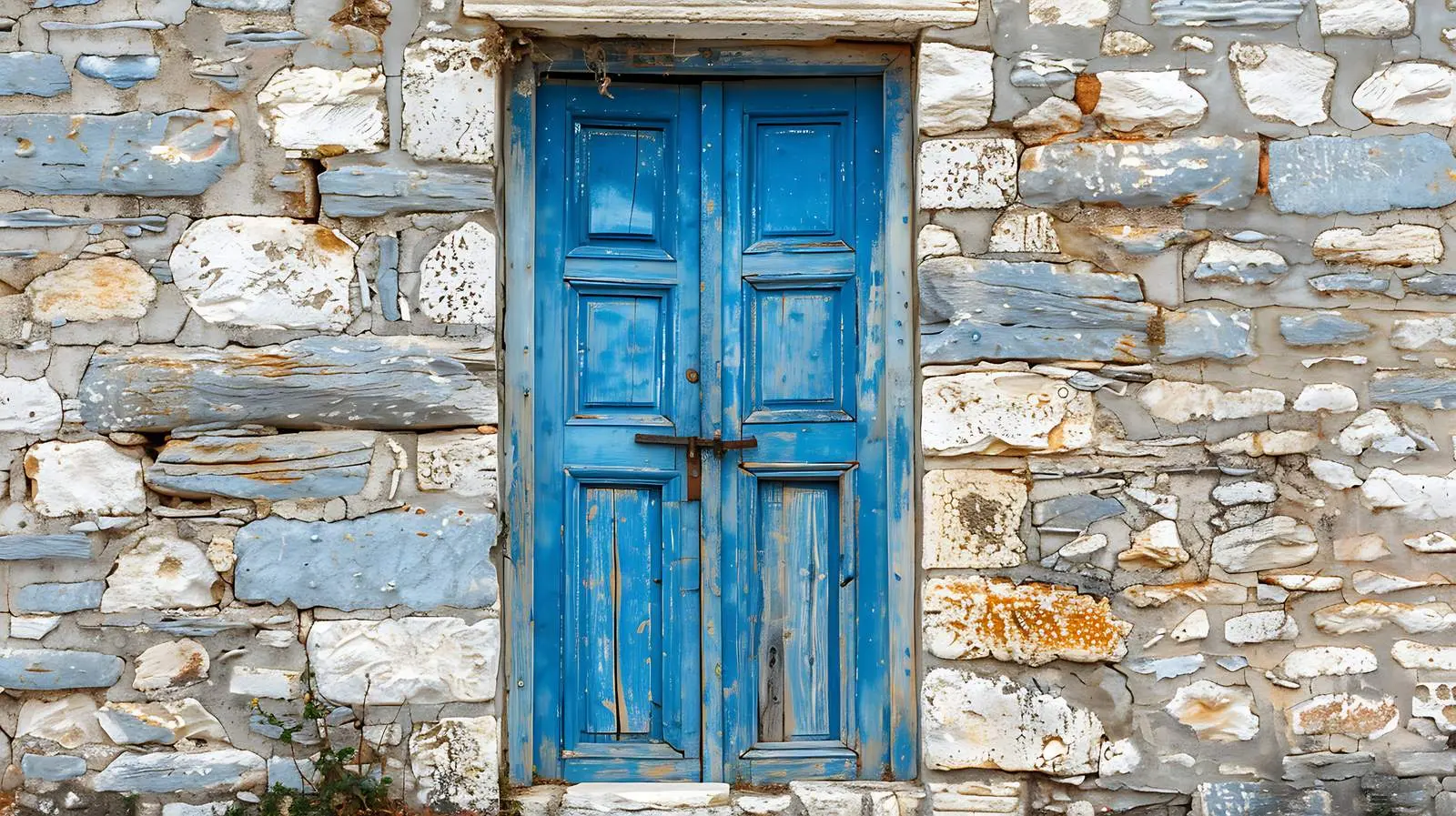 Colorful Ancient Door in Stone Wall — free download from Dotvec