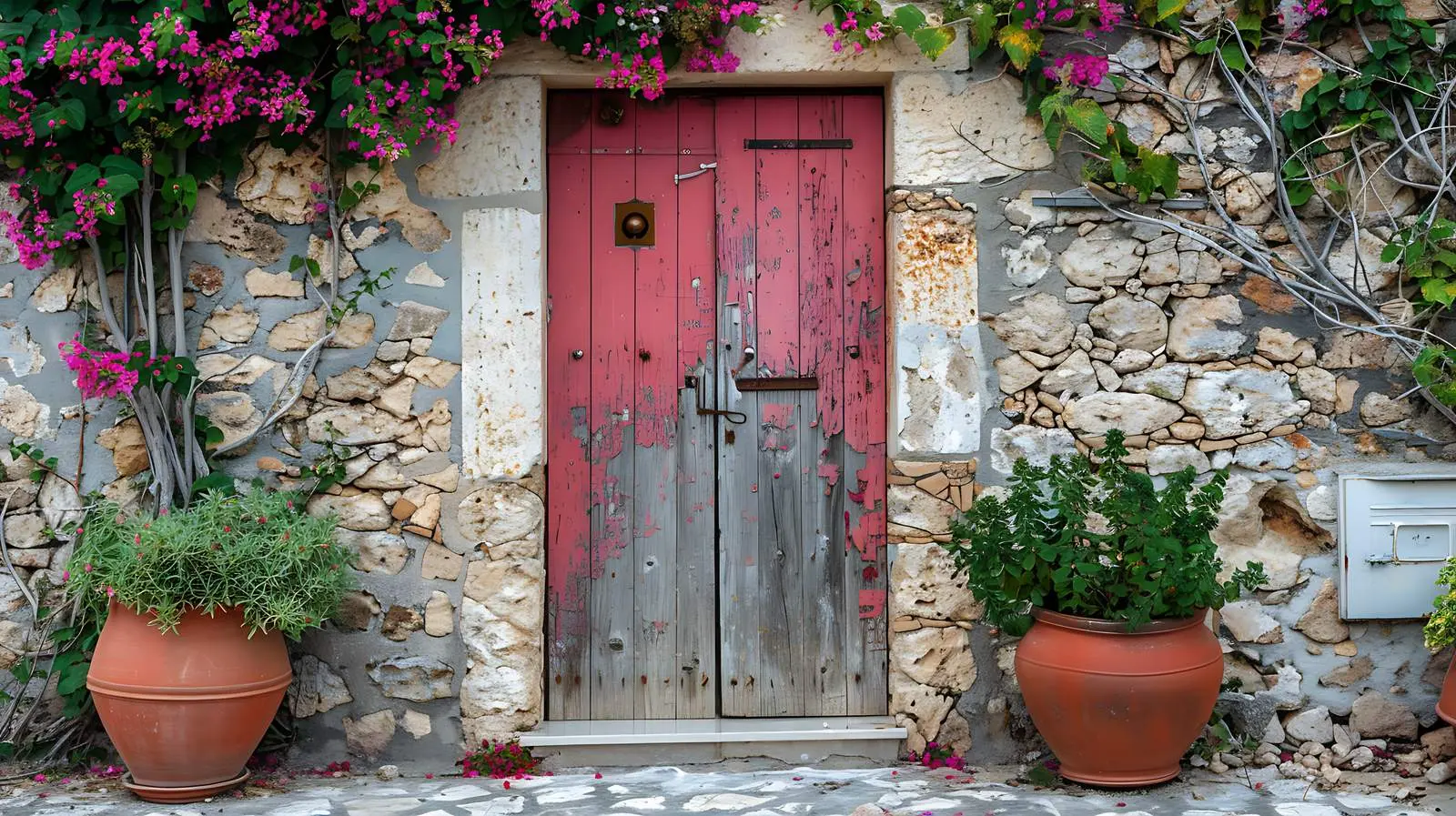 Ancient Colourful Textured Door with Ivy — free download from Dotvec