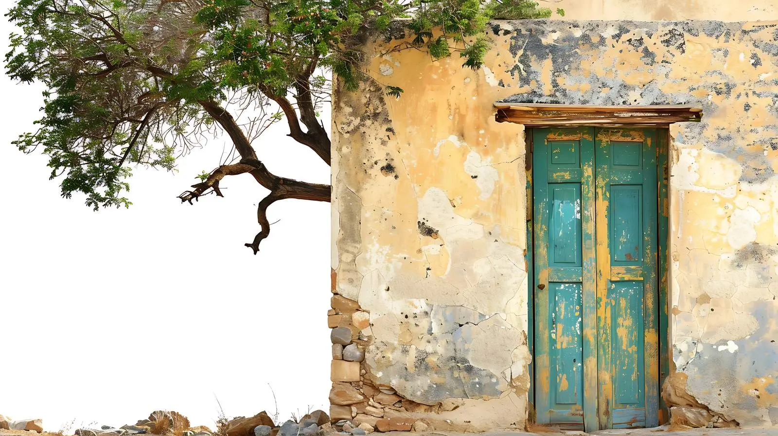 Colorful Textured Door in Stone Wall — free download from Dotvec