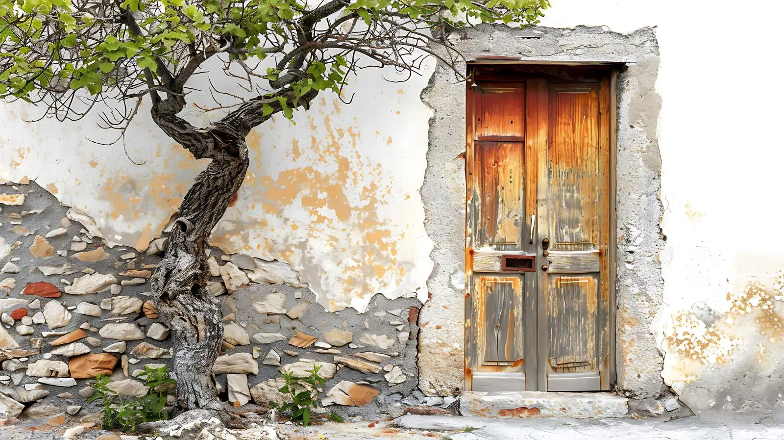 Colorful Ancient Door in Stone Wall — free download from Dotvec
