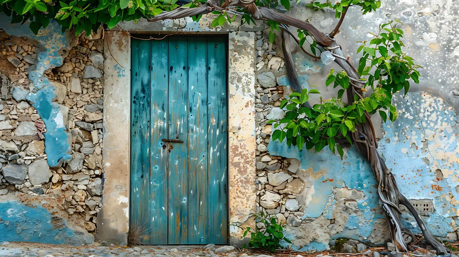 Ancient Textured Door in Stone Wall – free historical architecture image from Dotvec