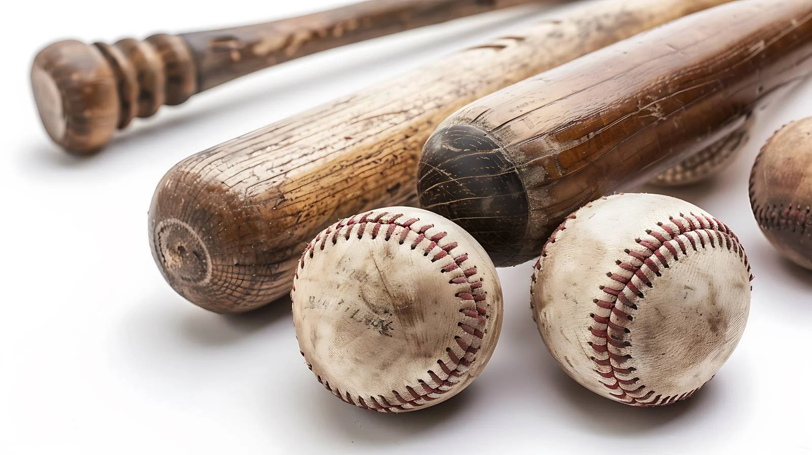 Vintage Baseball and Bats on Wooden Surface — free download from Dotvec