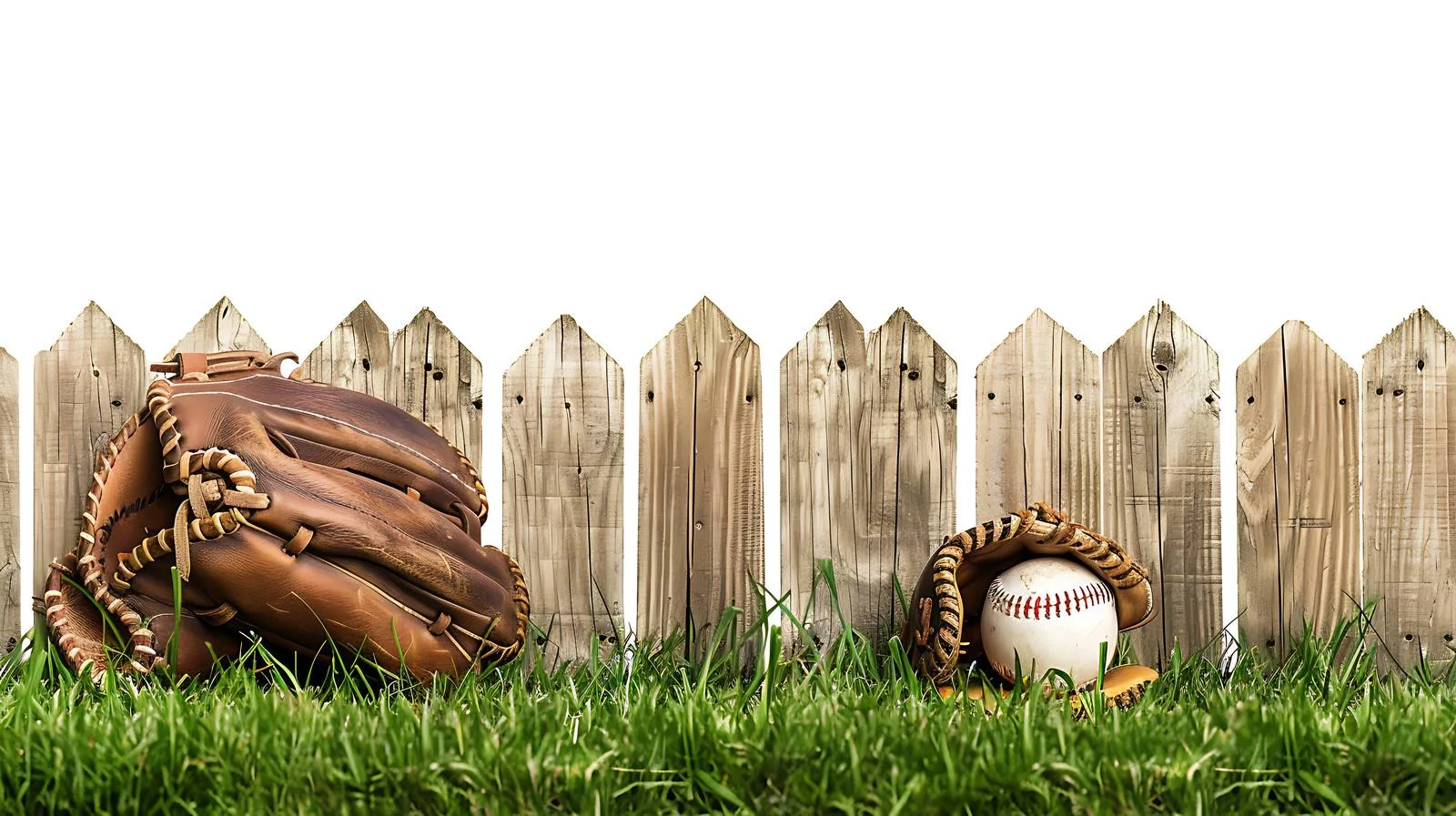 Vintage baseball glove and ball on grass — free download from Dotvec