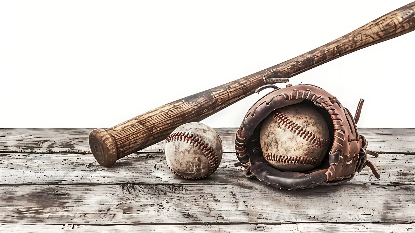 Vintage Baseball Equipment on Textured Wood — free download from Dotvec