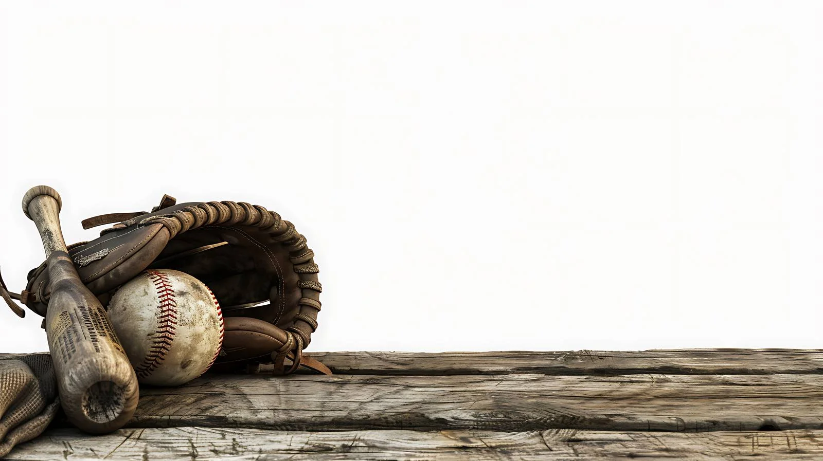 Vintage baseball gear on weathered wooden background — free download from Dotvec