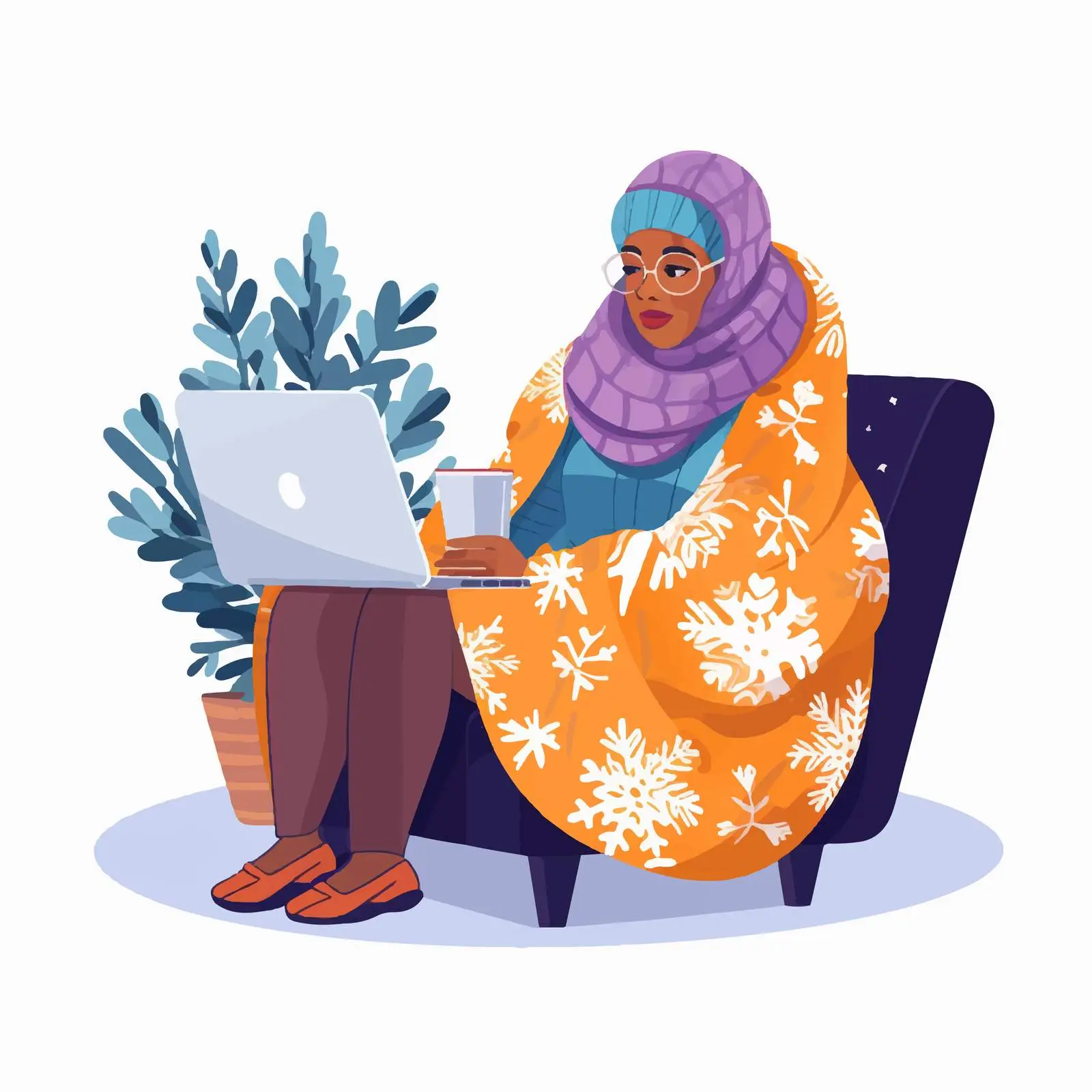 Elderly Black Woman Using Laptop in Cozy Setting — free download from Dotvec