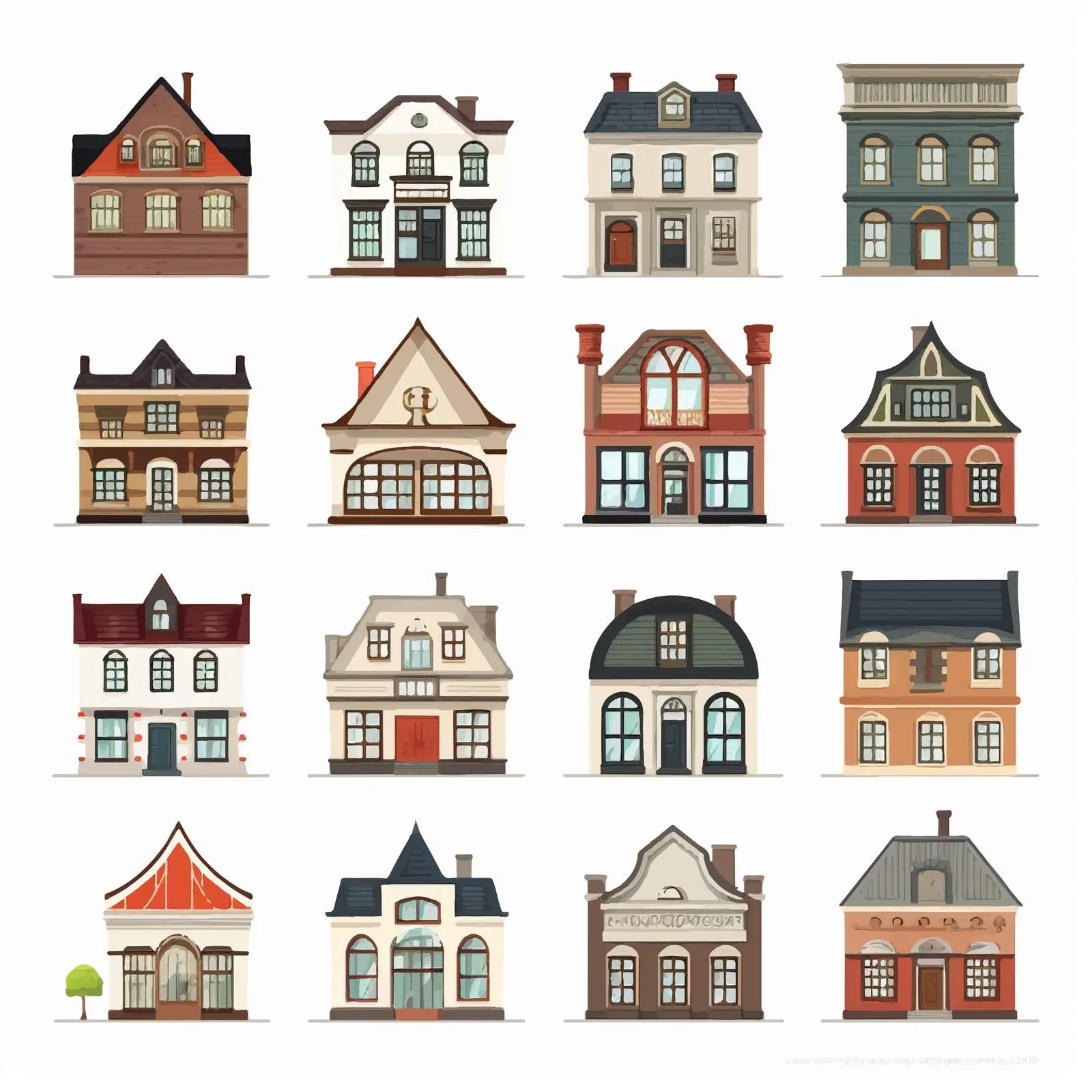 Urban Architecture Facades of Old City Buildings — free download from Dotvec