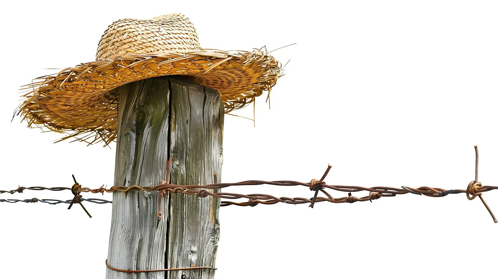 Vintage Straw Bonnet on Texas Fence — free download from Dotvec