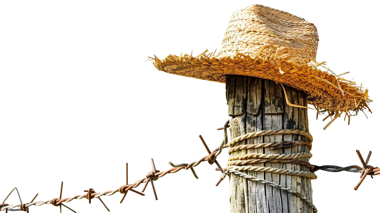 Vintage Straw Bonnet on Texas Fence — free download from Dotvec