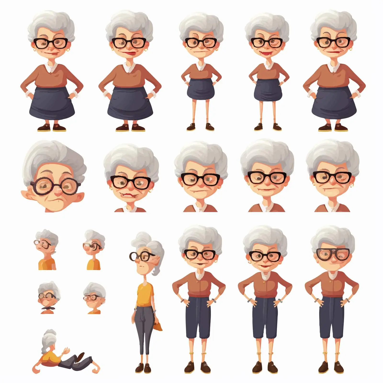 Trendy Granny Character Vector Set — free download from Dotvec