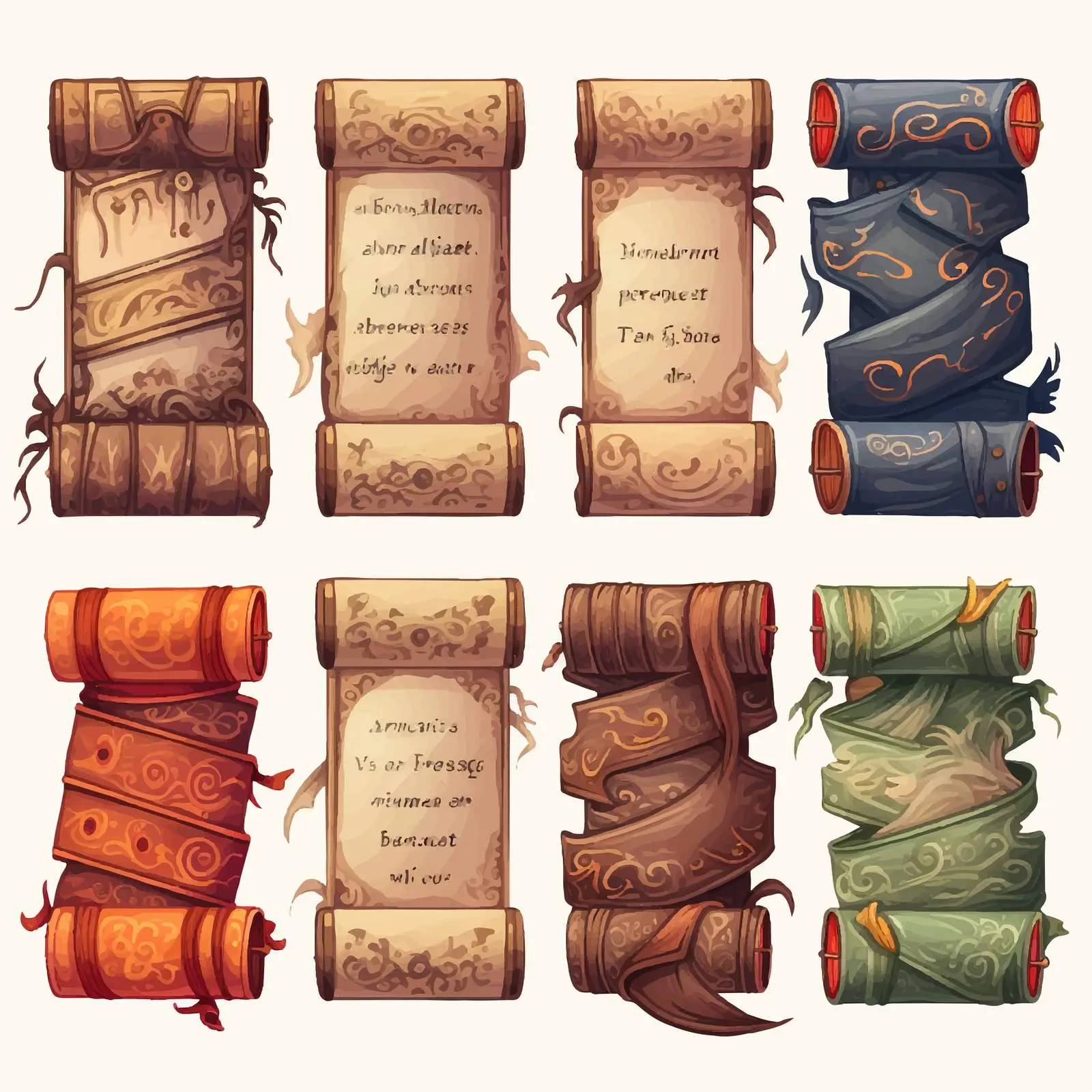 Antique Magic Scrolls and Books with Ribbons – free wizards image from Dotvec