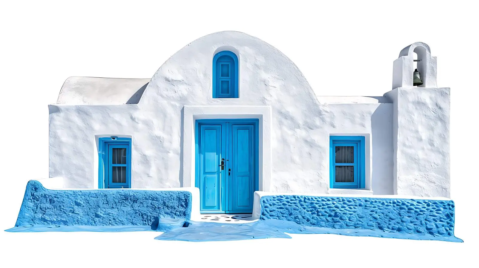 Historic Blue and White Medieval Building — free download from Dotvec