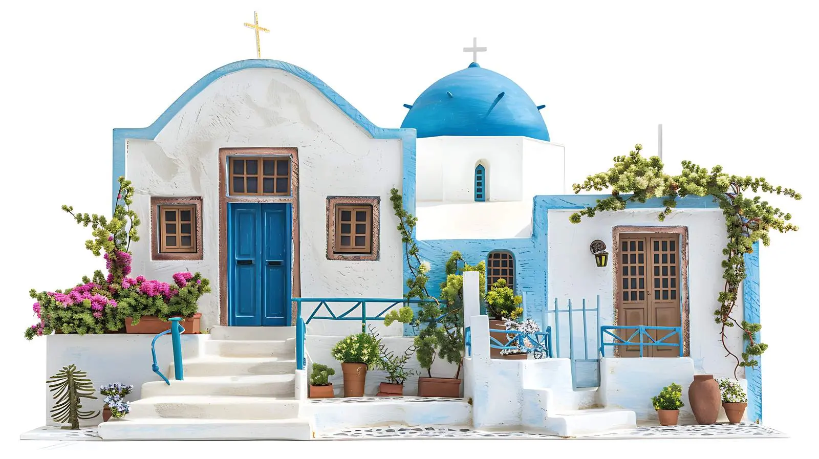 Historic Blue and White Medieval Building — free download from Dotvec