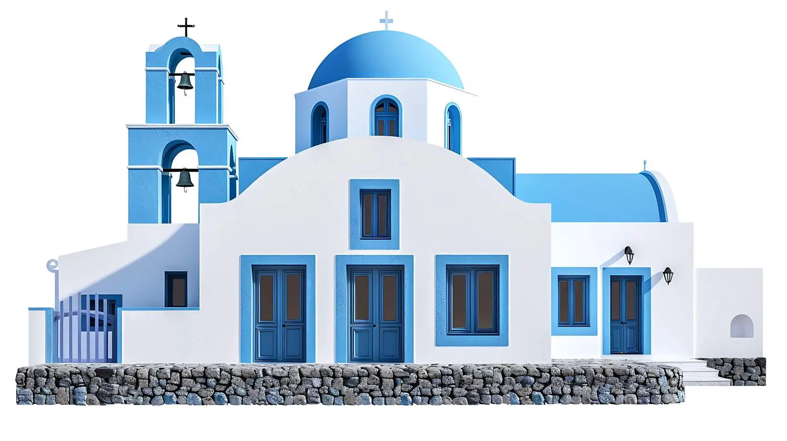 Historic Blue and White Medieval Building — free download from Dotvec