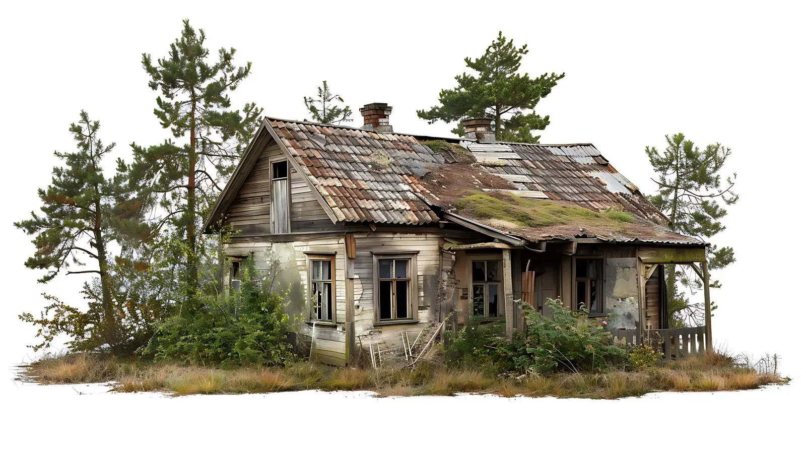 Old Ruined House Surrounded by Forest — free download from Dotvec