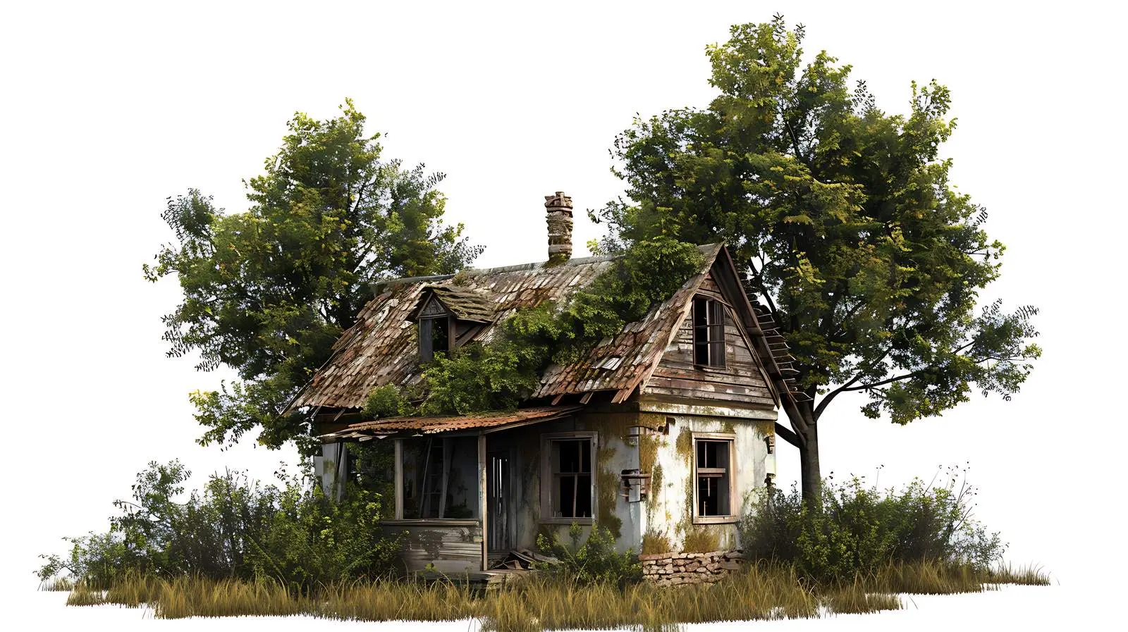 Isolated Ruined House in Forest – free habitat image from Dotvec
