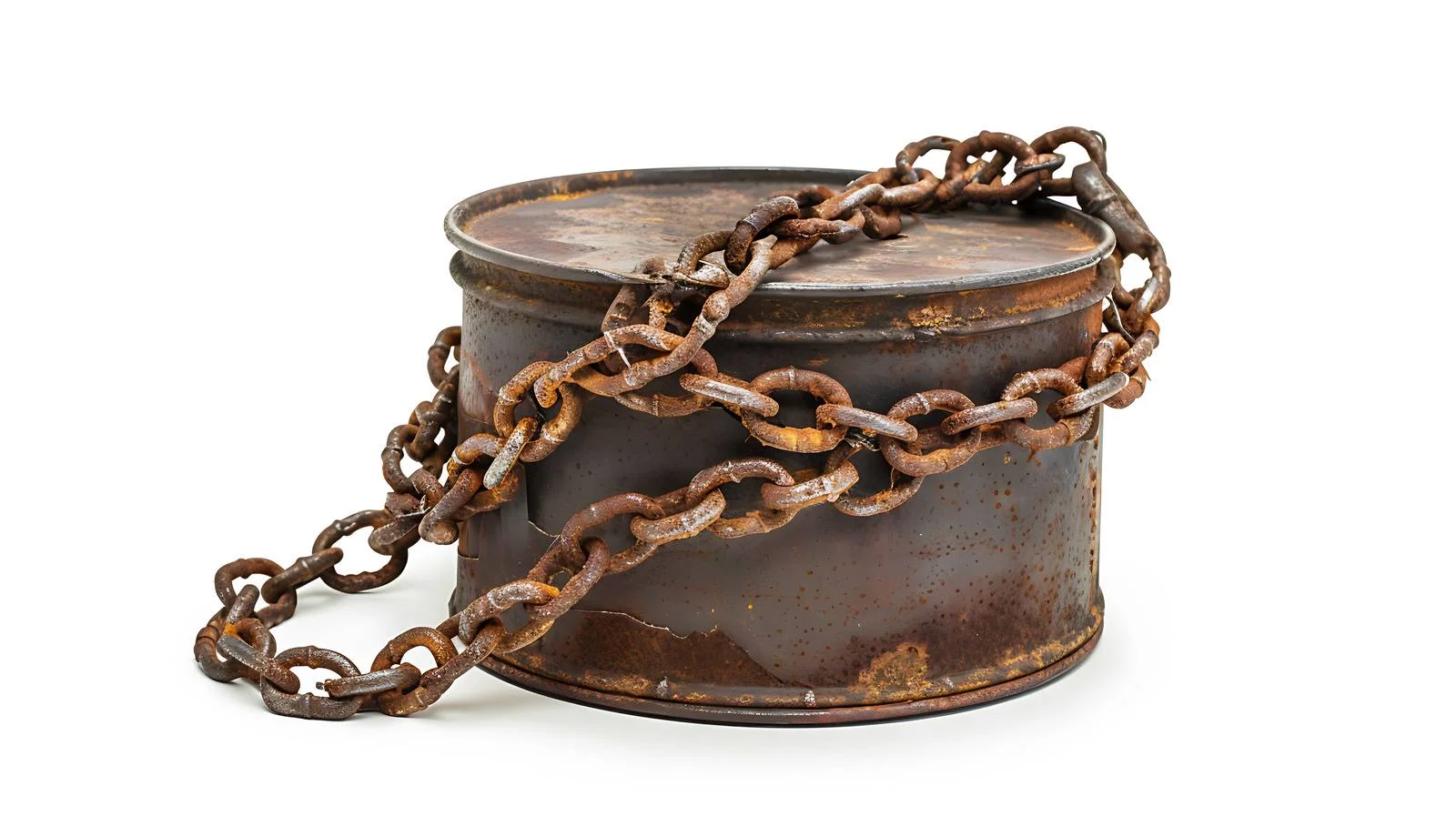 Rusty chain coiled around well drum — free download from Dotvec