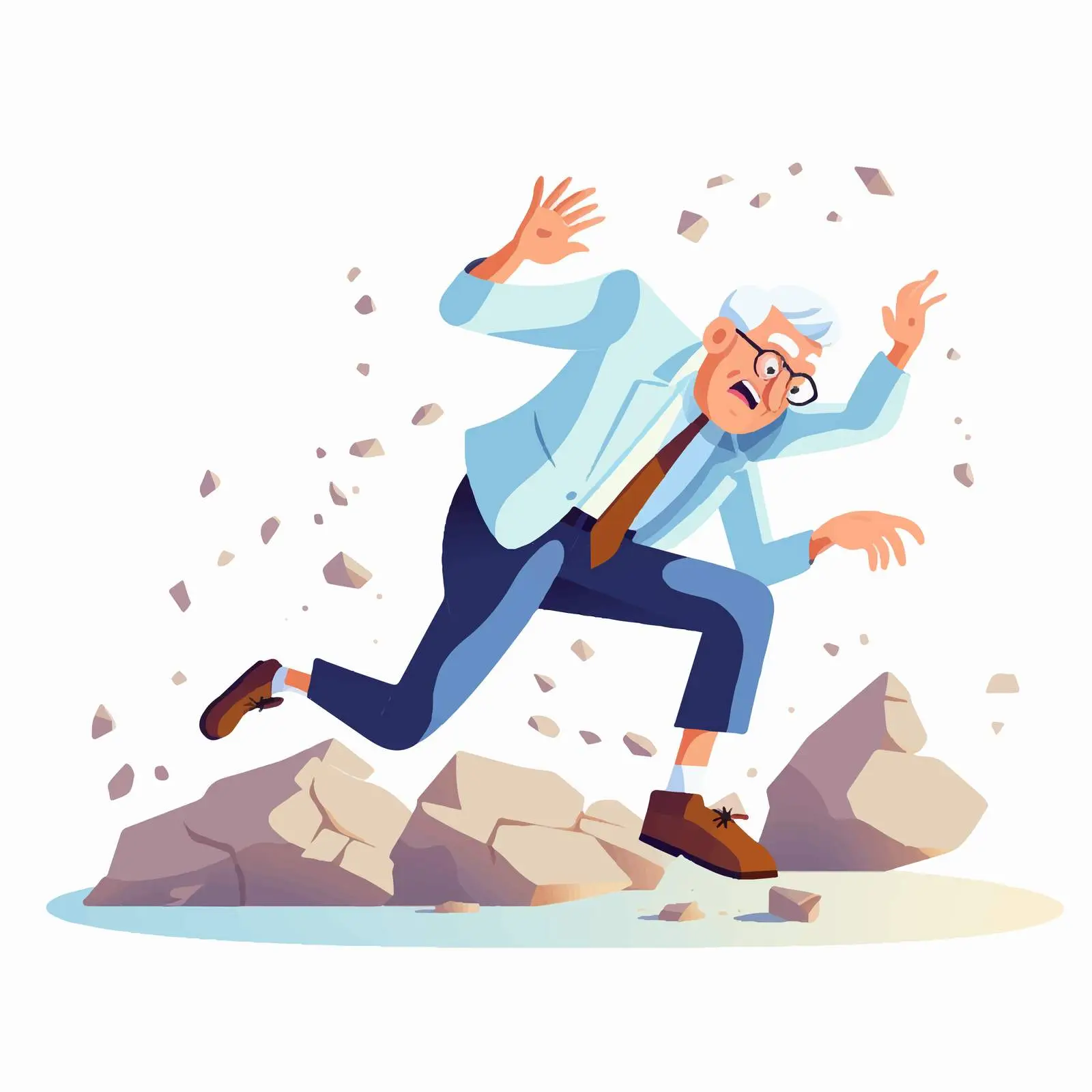 Clumsy Senior Man Stumbling Against Stone – free funny pose image from Dotvec