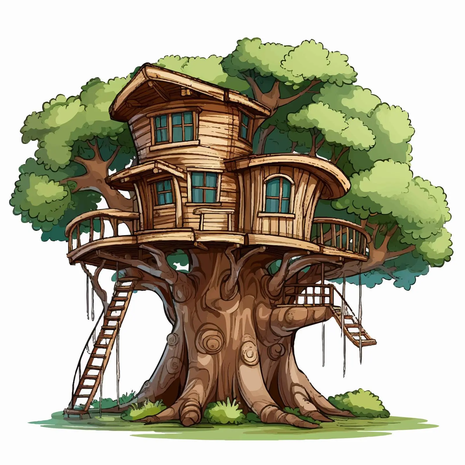 Whimsical Treehouse Illustration for Kids — free download from Dotvec