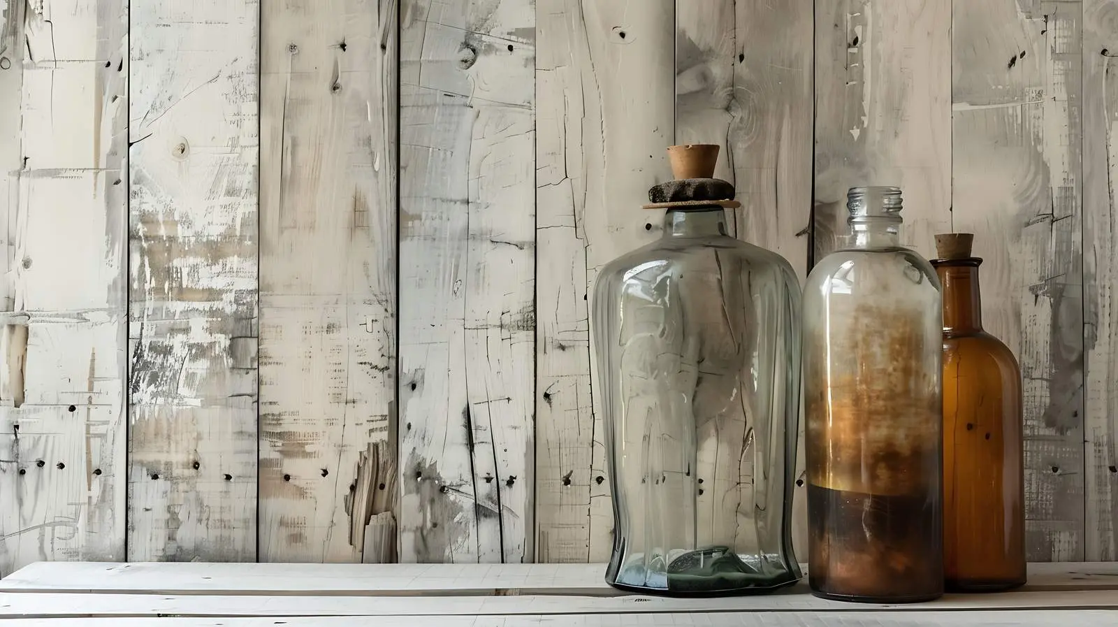 Antique Vintage Bottles on Wooden Background — free download from Dotvec