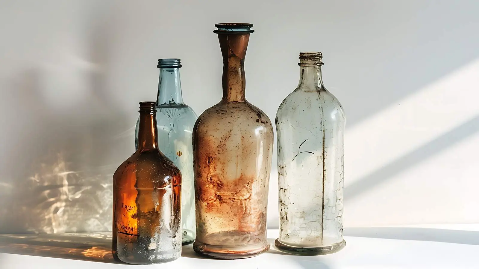 Vintage Bottles Casting Shadows in Sunlight — free download from Dotvec