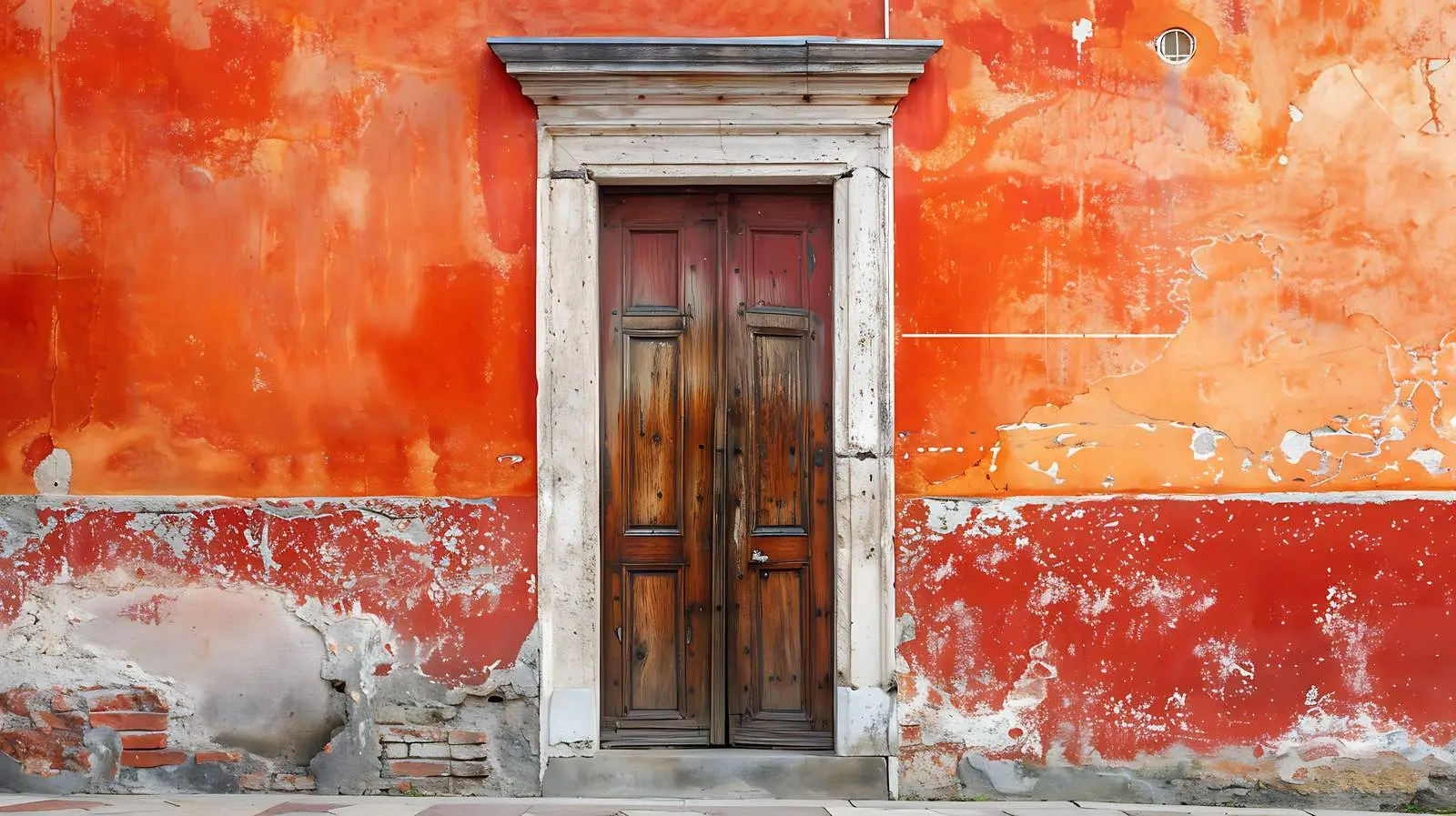 Vintage Wooden Door with Coral Walls — free download from Dotvec
